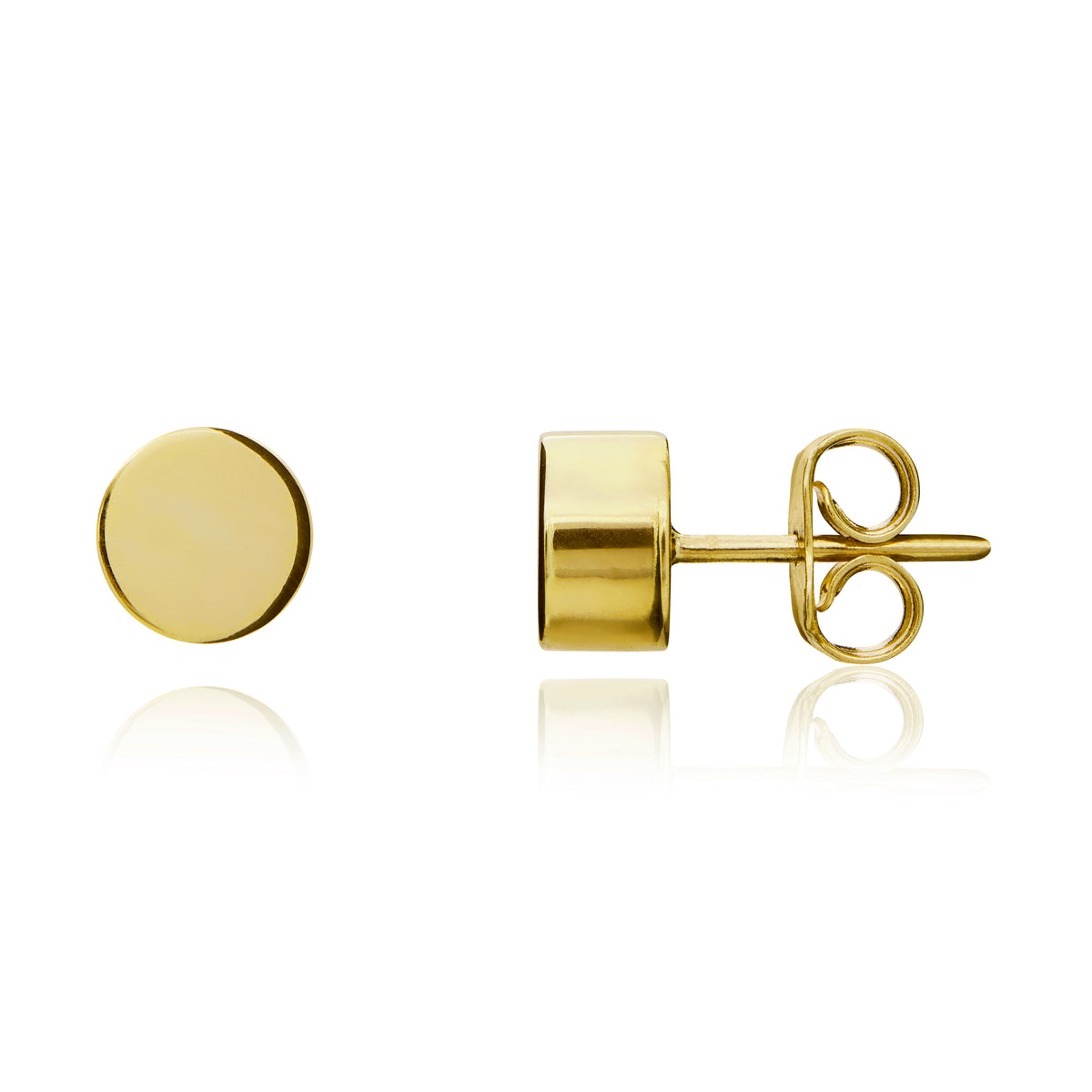 9CT YG POLISHED 6MM CYLINDER SHAPE STUD EARRINGS