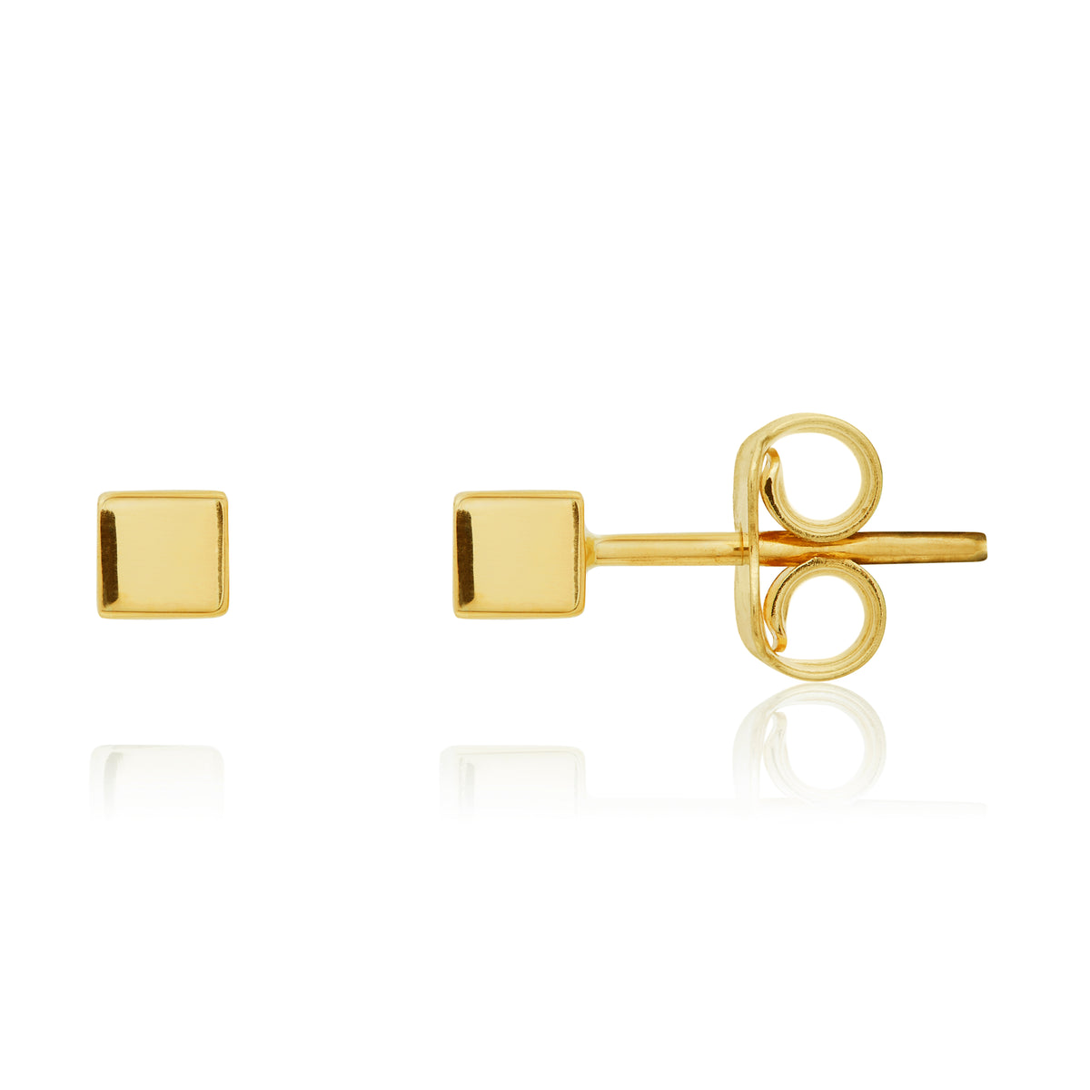 9CT YELLOW GOLD 3MM POLISHED CUBE STUD EARRINGS