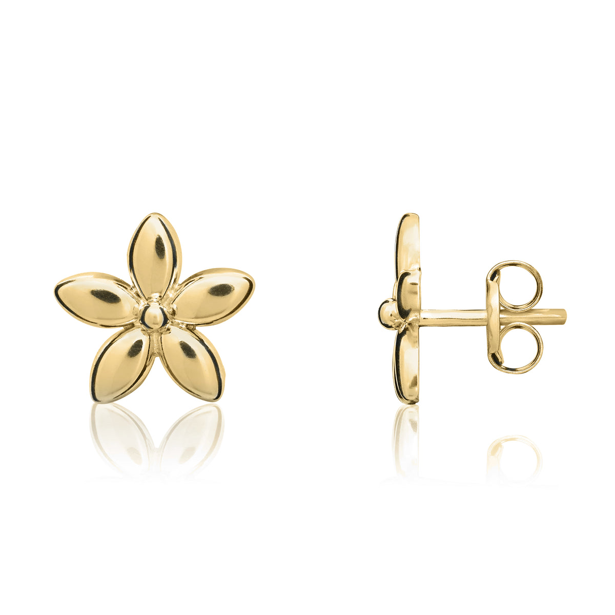 9CT YELLOW GOLD POLISHED DAISY STUD EARRINGS