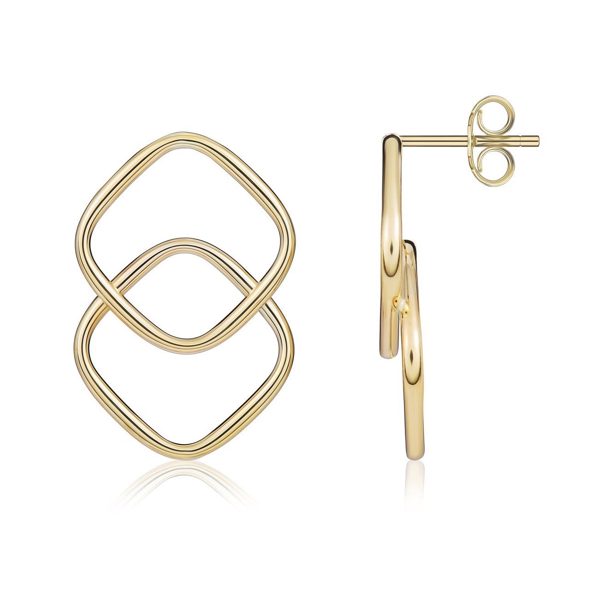 9CT YG OVERLAPPED OPEN CUSHIONS EARRRINGS