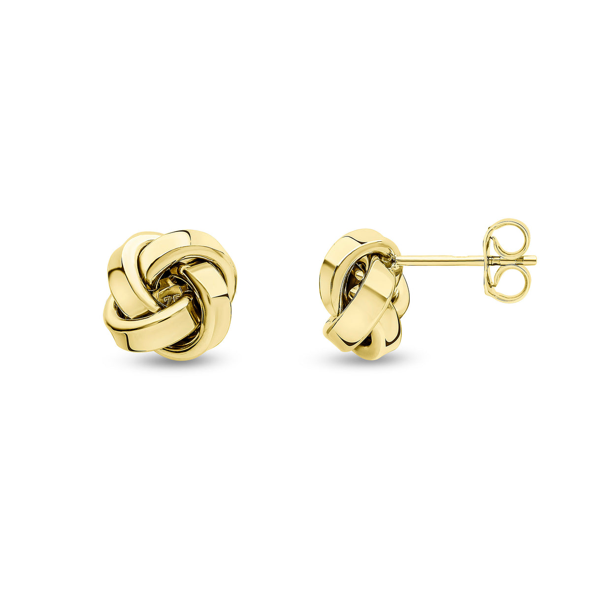 9CT YG POLISHED SQUARE TUBE 4 STRAND 9.5MM KNOT EARRINGS
