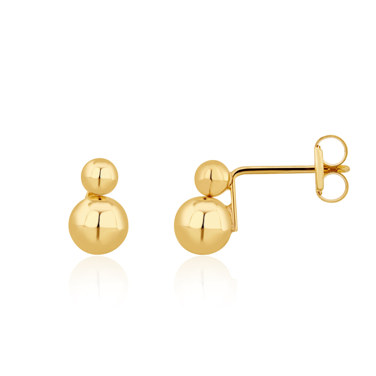 9CT YG POLISHED 3MM & 5MM DOUBLE BALL STUD EARRINGS