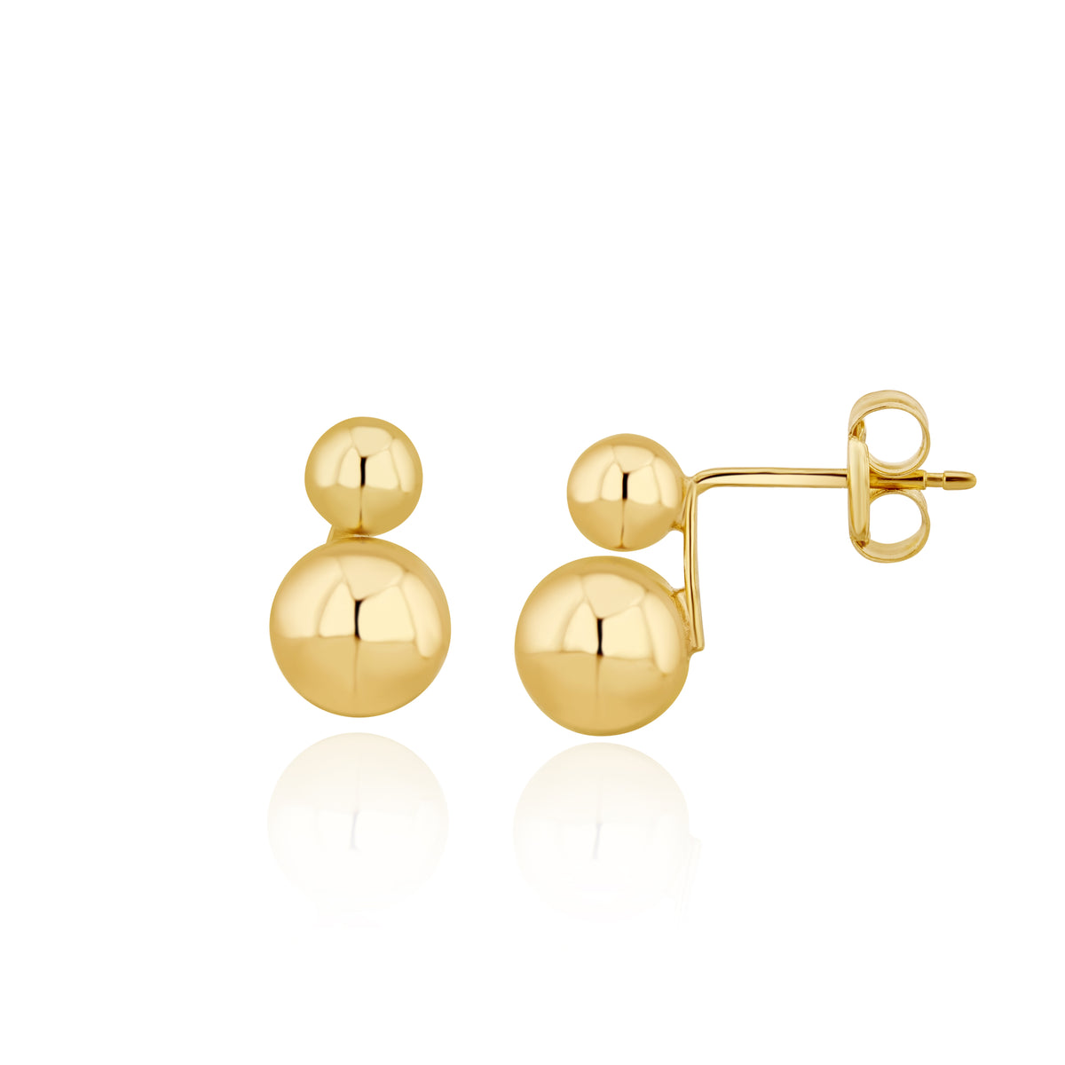 9CT YELLOW GOLD POLISHED 4MM & 6MM DOUBLE BALL STUD EARRINGS