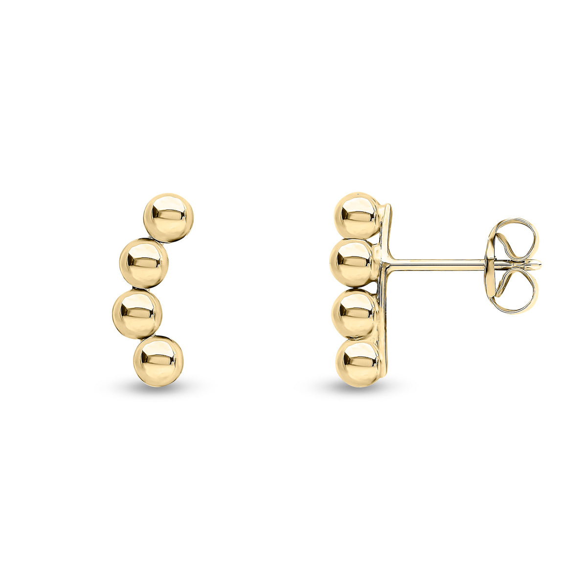 9CT YG CURVED 3MM BALLS EARRINGS