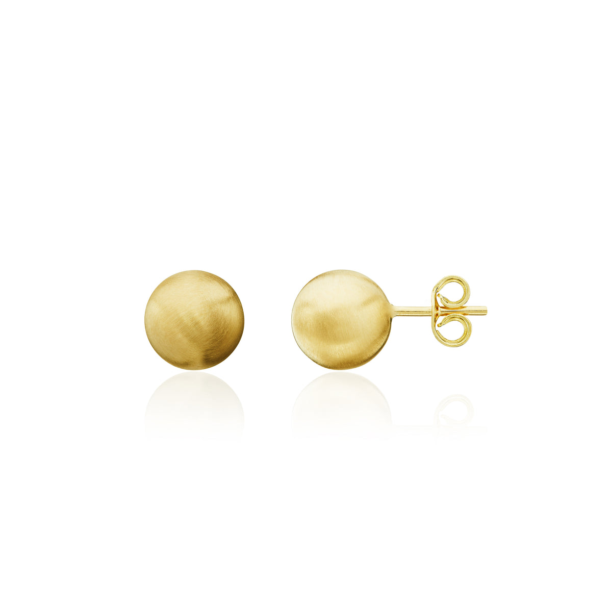 9CT YG SATIN 6MM BALL STUD EARRINGS