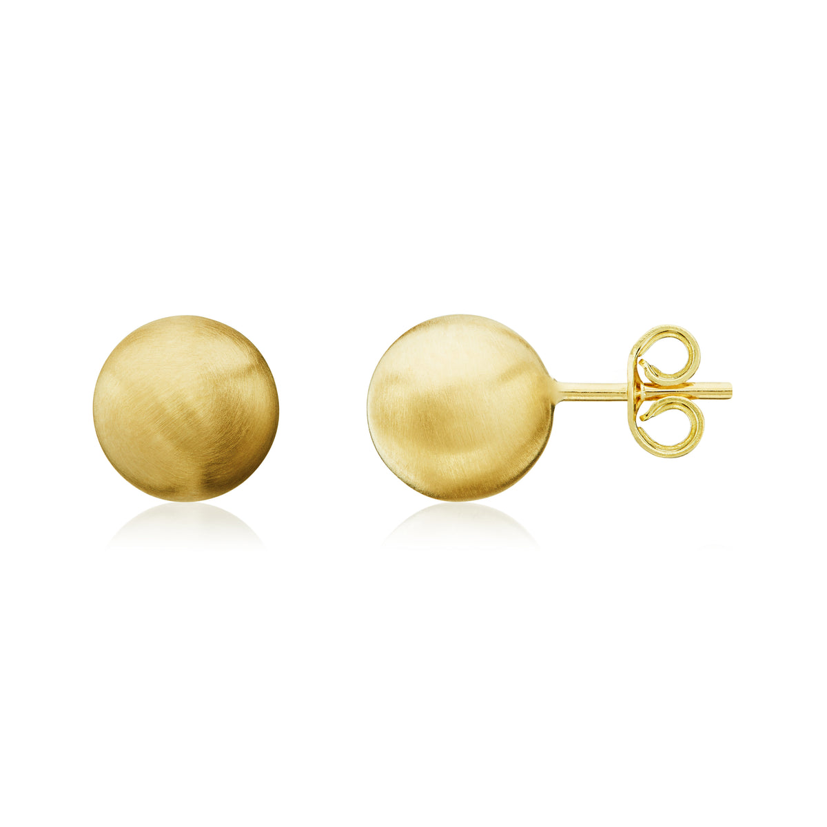 9CT YG SATIN 8MM BALL STUD EARRINGS