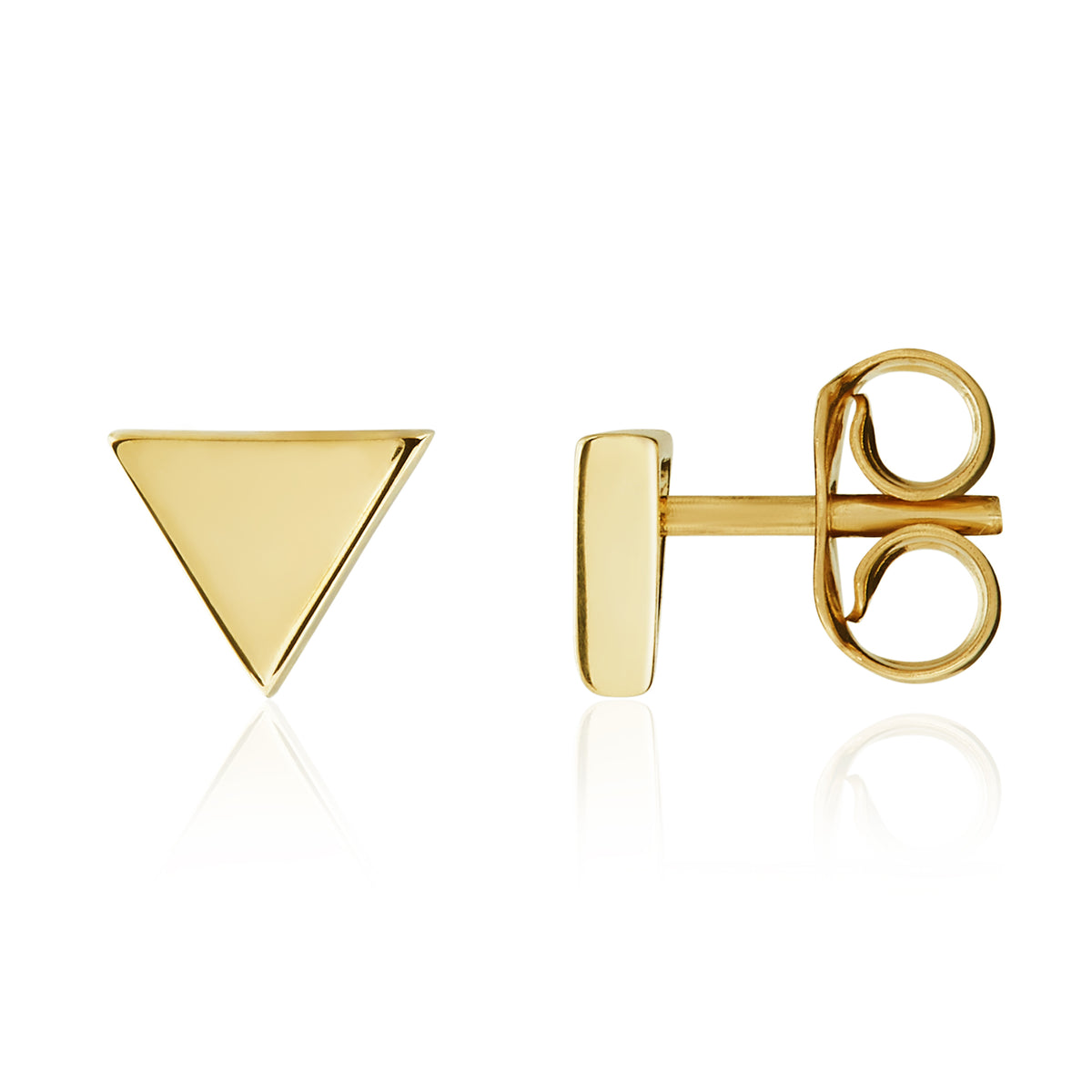 9CT YELLOW GOLD POLISHED TRIANGLE STUD EARRINGS
