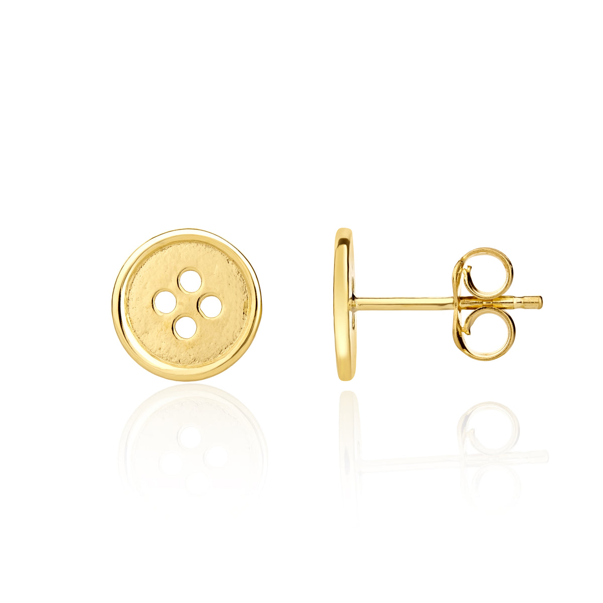9CT YELLOW GOLD COAT BUTTON STUD EARRINGS