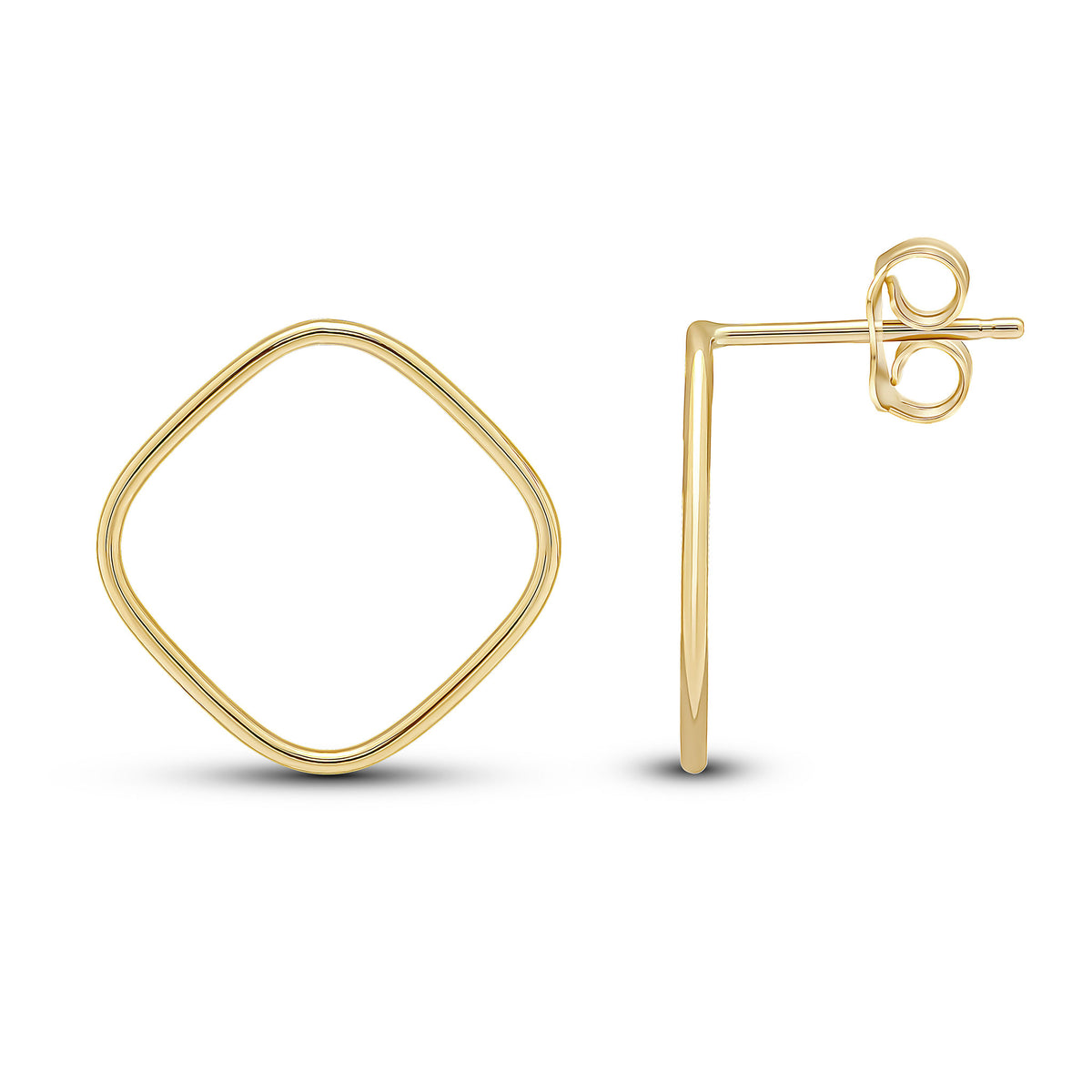 9CT YG OPEN CUSHION EARRINGS