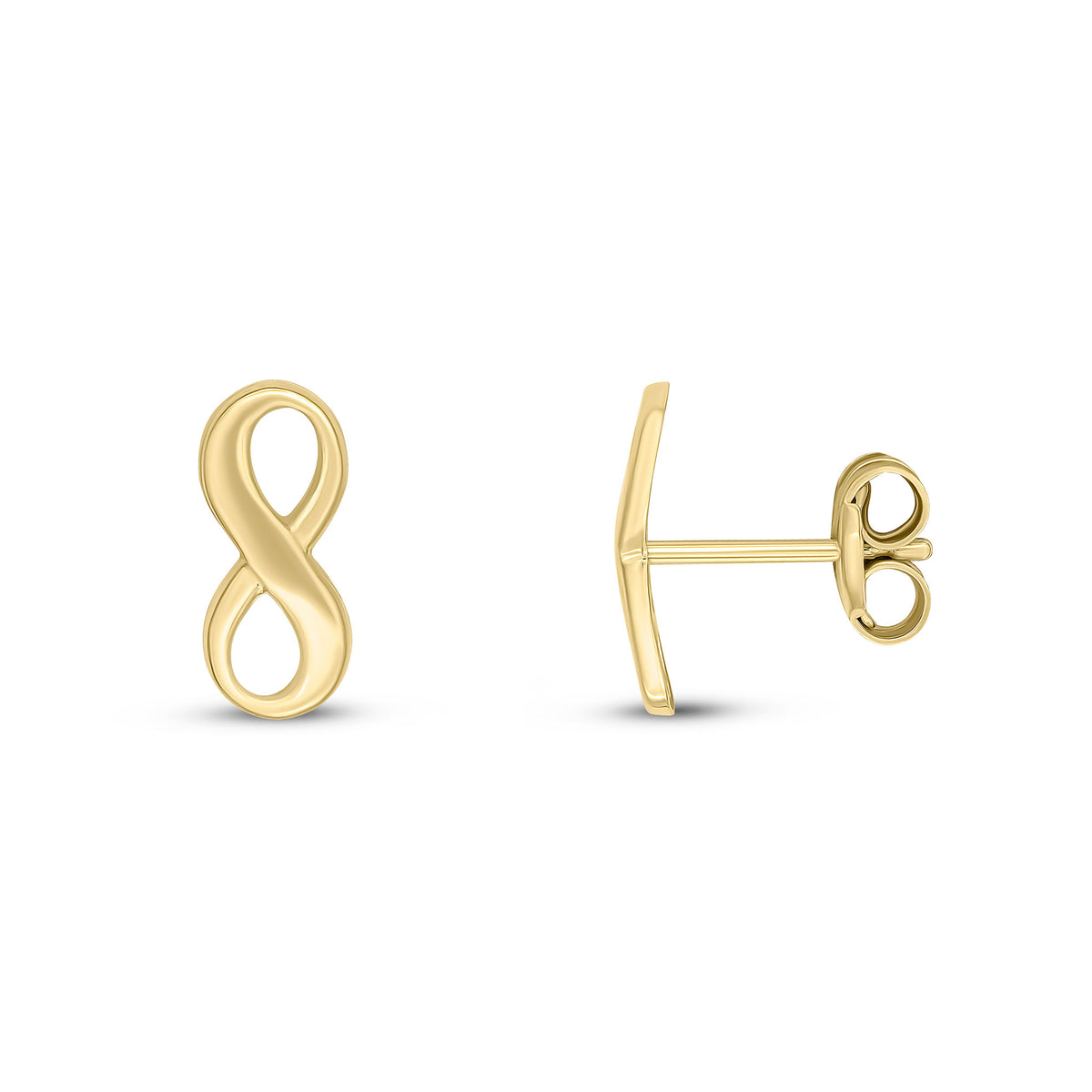 9CT YELLOW GOLD POLISHED FINISH INFINITY STUD EARRINGS