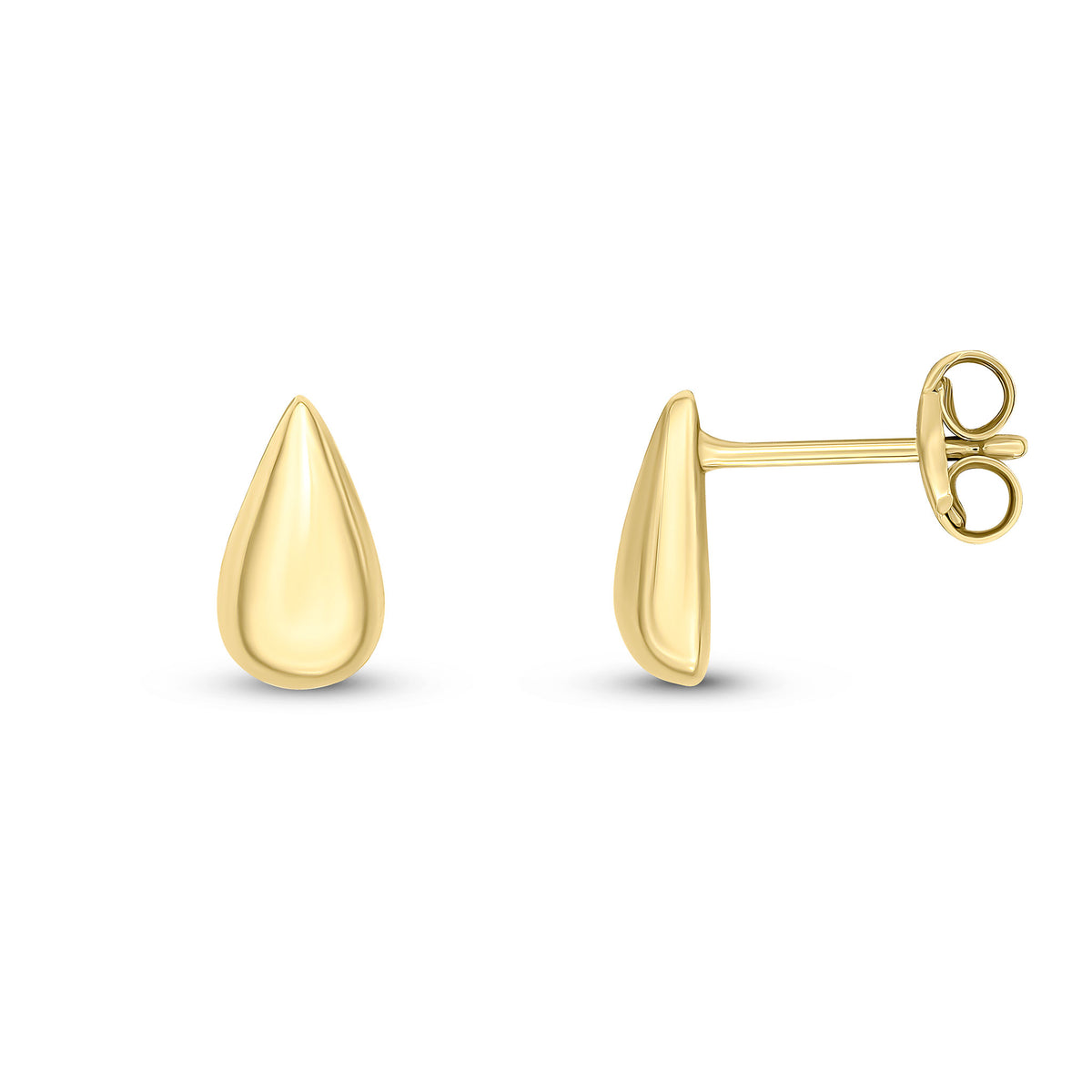 9CT YELLOW GOLD POLISHED DOMED PEARSHAPE STUD EARRINGS
