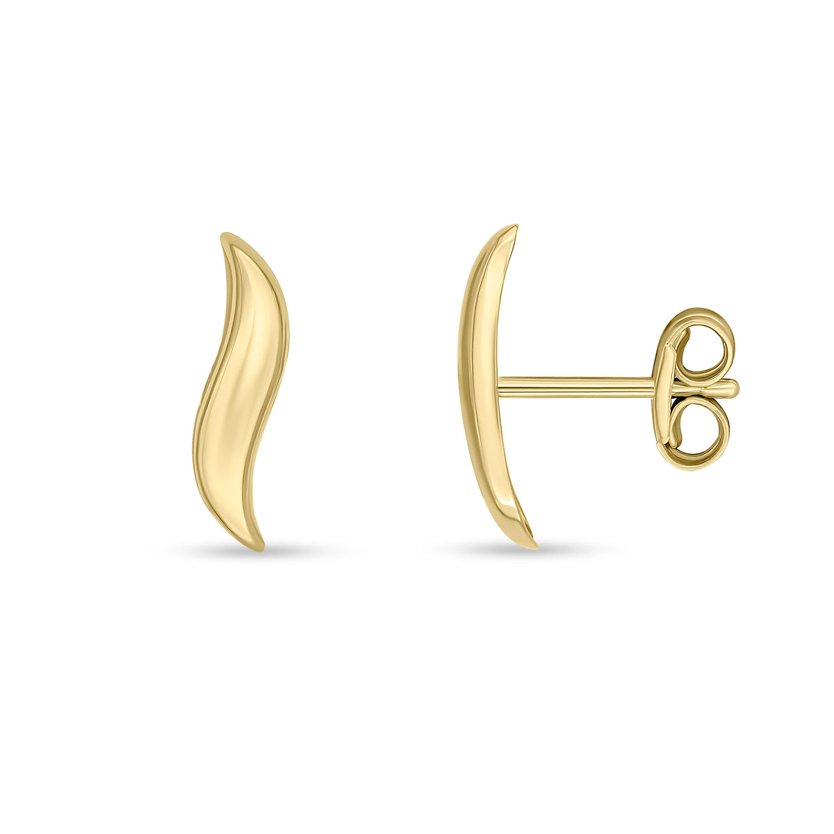 9CT YELLOW GOLD POLISHED WAVY LINE STUD EARRINGS