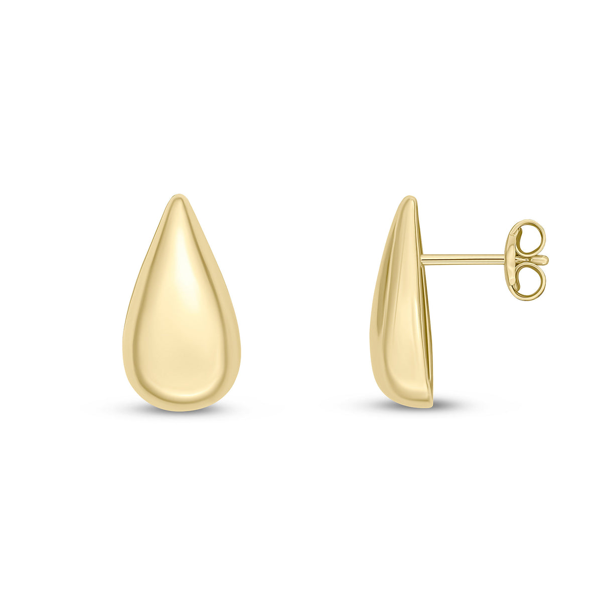 9CT YELLOW GOLD POLISHED DOMED PEARSHAPE STUD EARRINGS