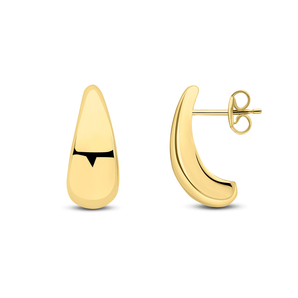 9CT YG POLISHED CURVED LONG TEARDROP EARRINGS
