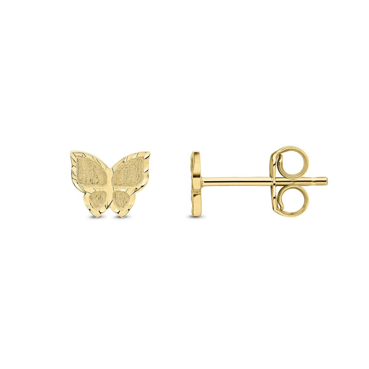 9CT YG SATIN & POLISHED BUTTERFLY STUD EARRINGS
