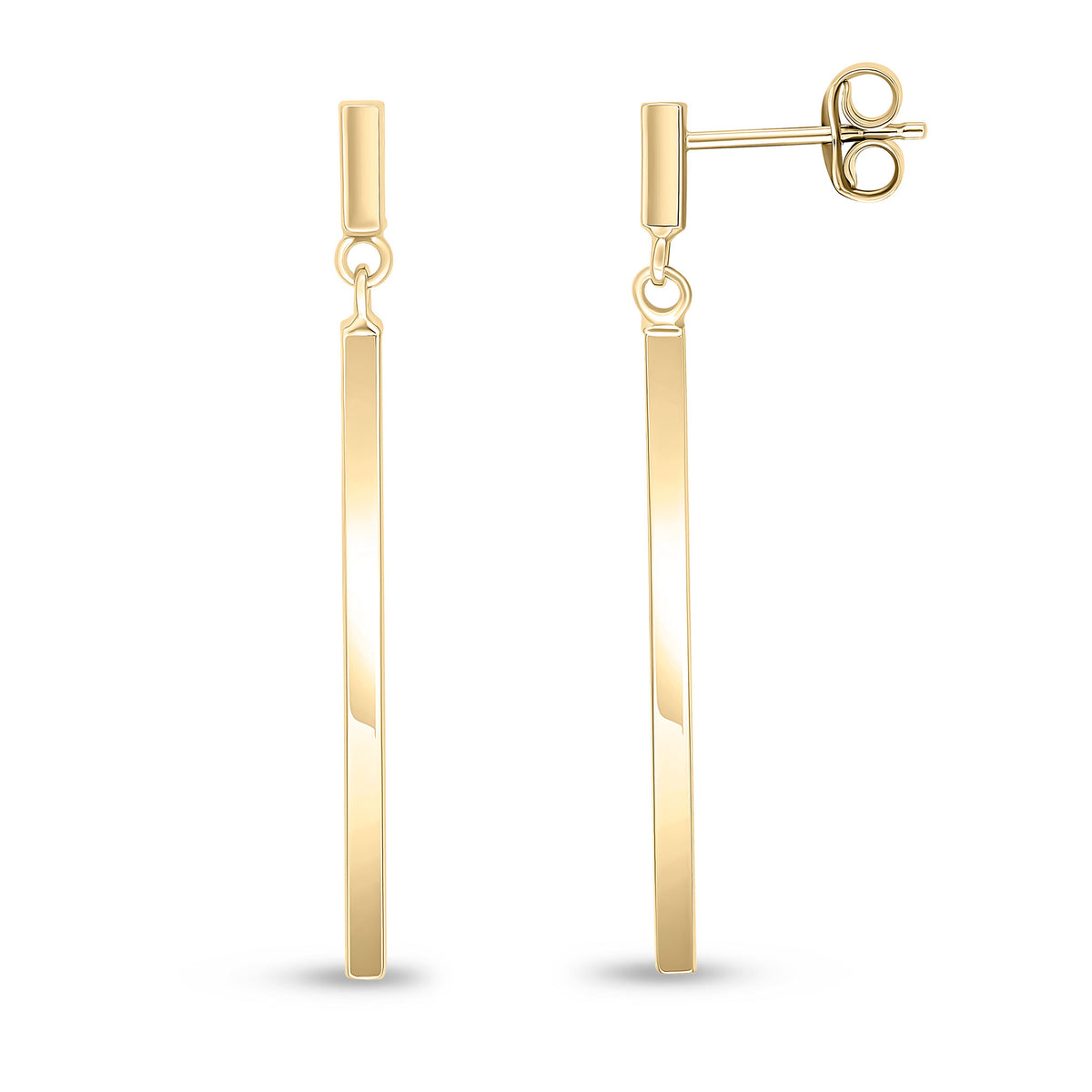 9YG PLAIN BAR DROP EARRINGS