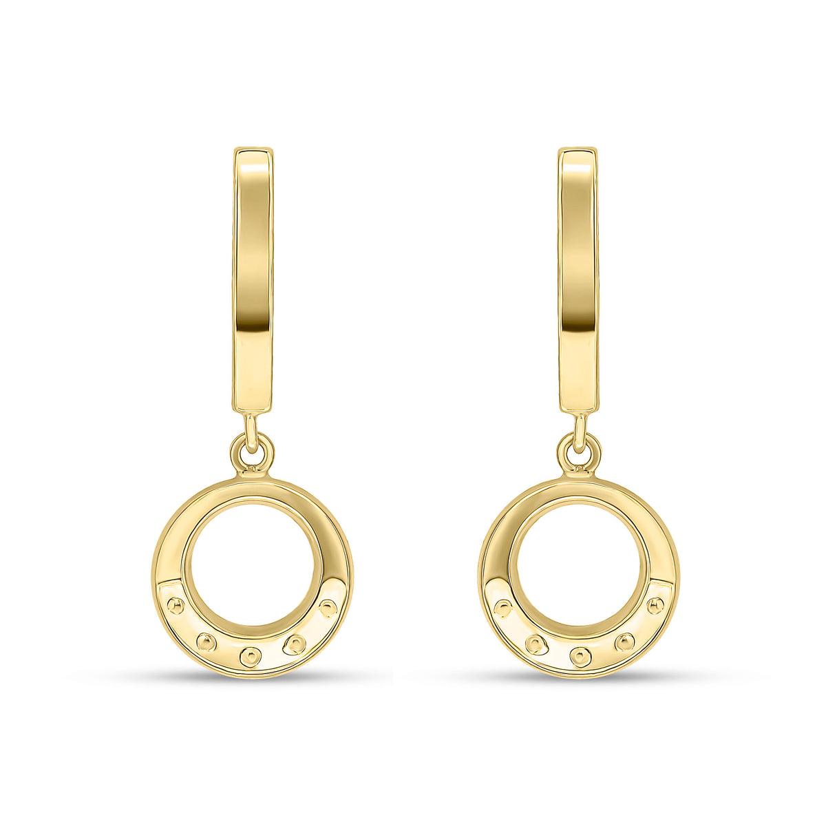 9CT YG POLISHED CURVED BAR AND OPEN CIRCLE DROP EARRINGS