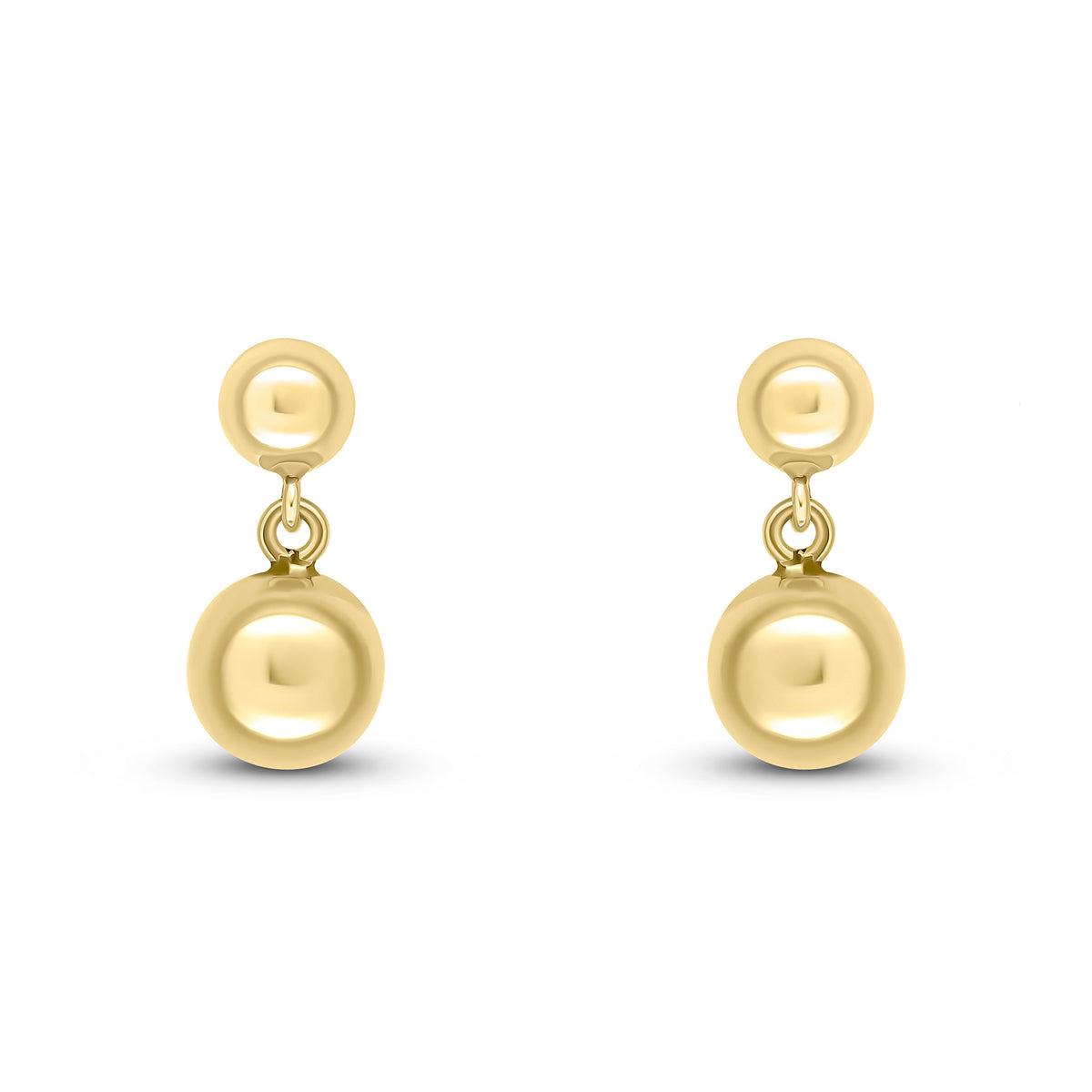 9CT YELLOW GOLD 5MM & 7MM POLISHED BALL DROP EARRINGS