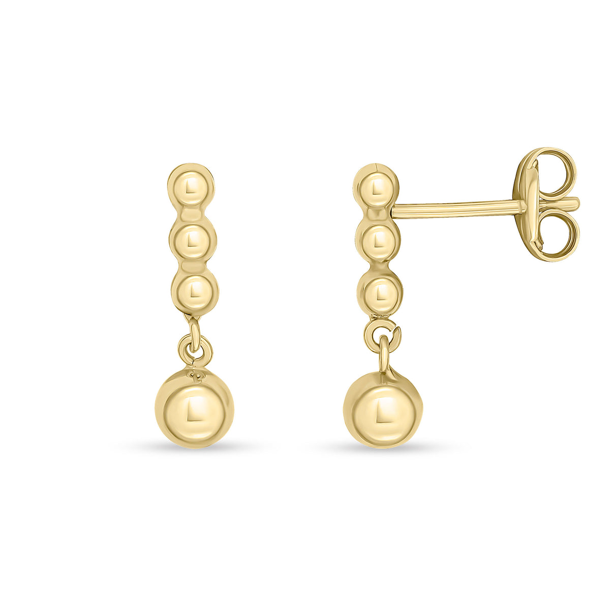 9CT YELLOW GOLD POLISHED BALLS DROP EARRINGS