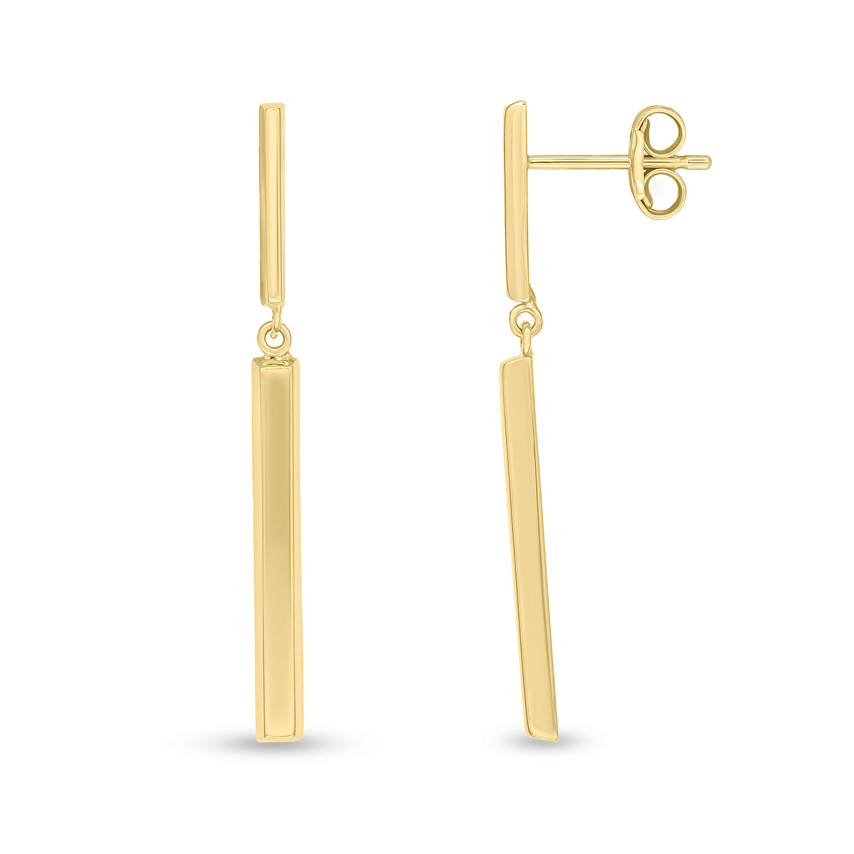 9CT YELLOW GOLD LINKED BARS DROP EARRINGS