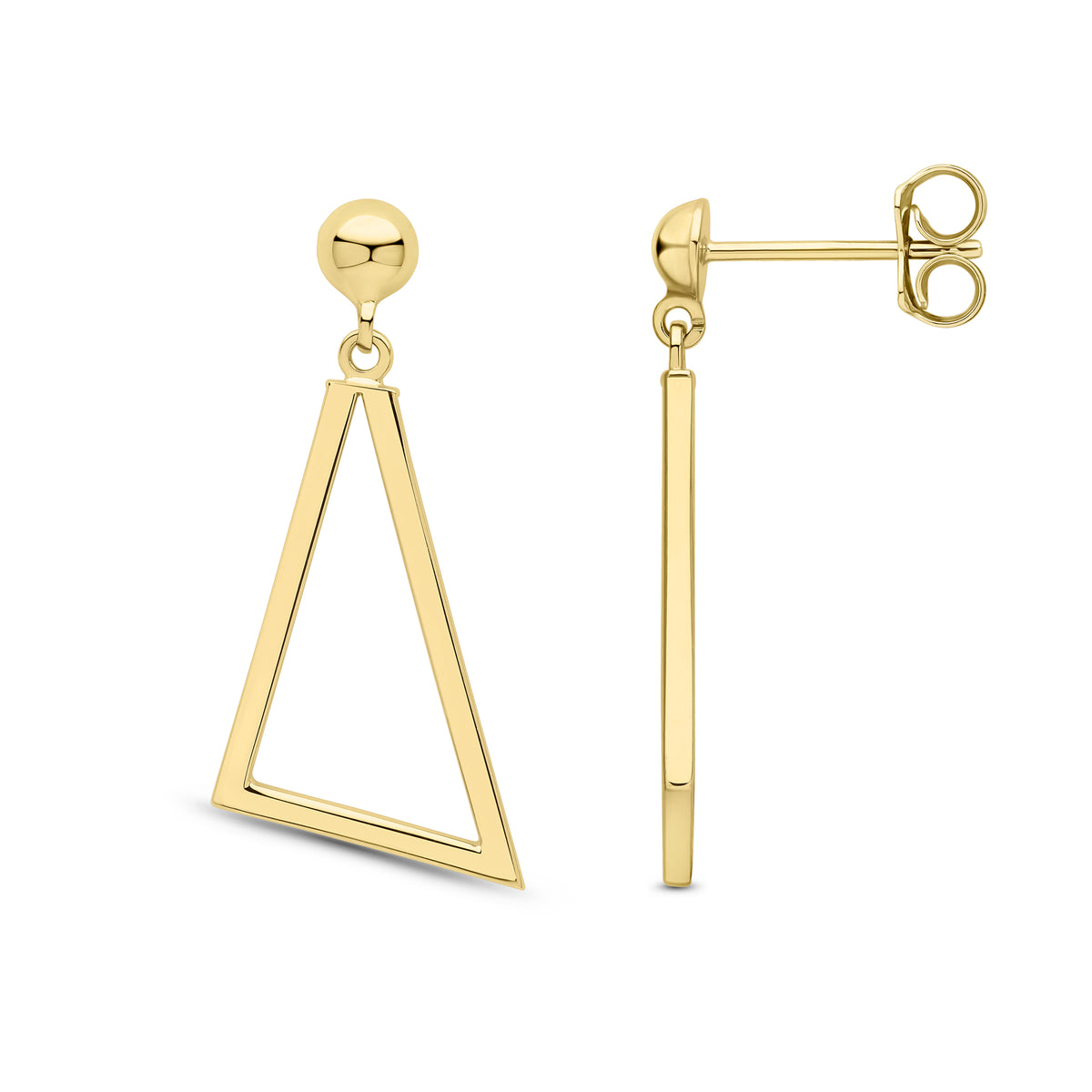 9CT YG POLISHED OPEN TRIANGLE DROP EARRINGS