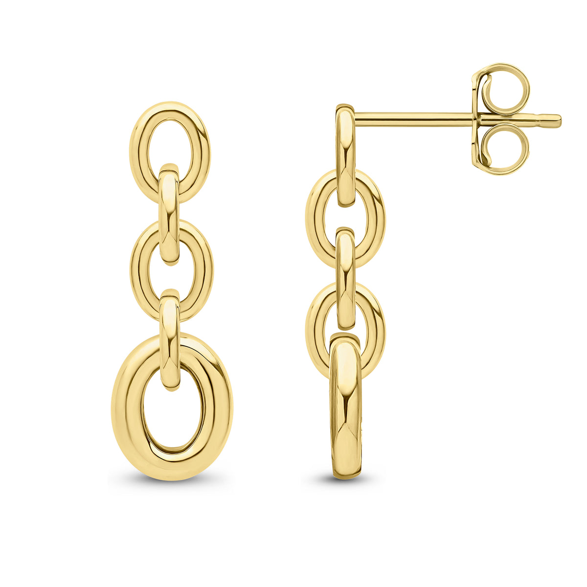9CT YG OVAL 5 LINK PAPERCHAIN DROP EARRINGS