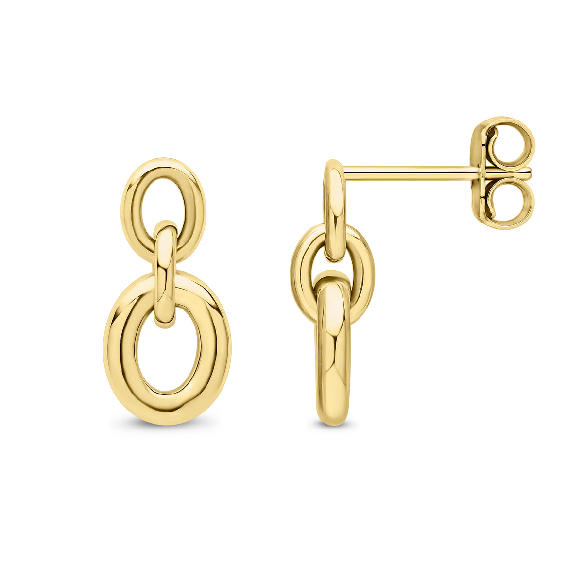 9CT YG OVAL 3 LINK PAPERCHAIN DROP EARRINGS