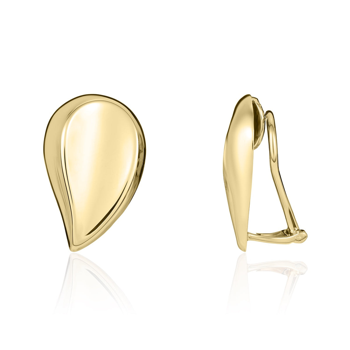 9CT YG POLISHED CONCAVE TEARDROP CLIP ON EARRINGS