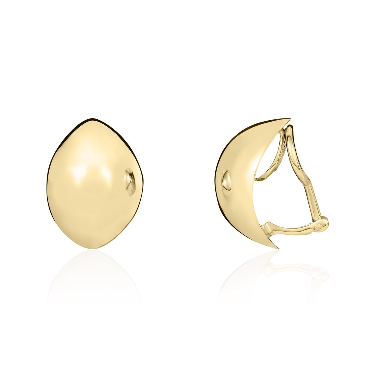 9CT YG POLISHED OVAL DOMED CLIP ON EARRINGS