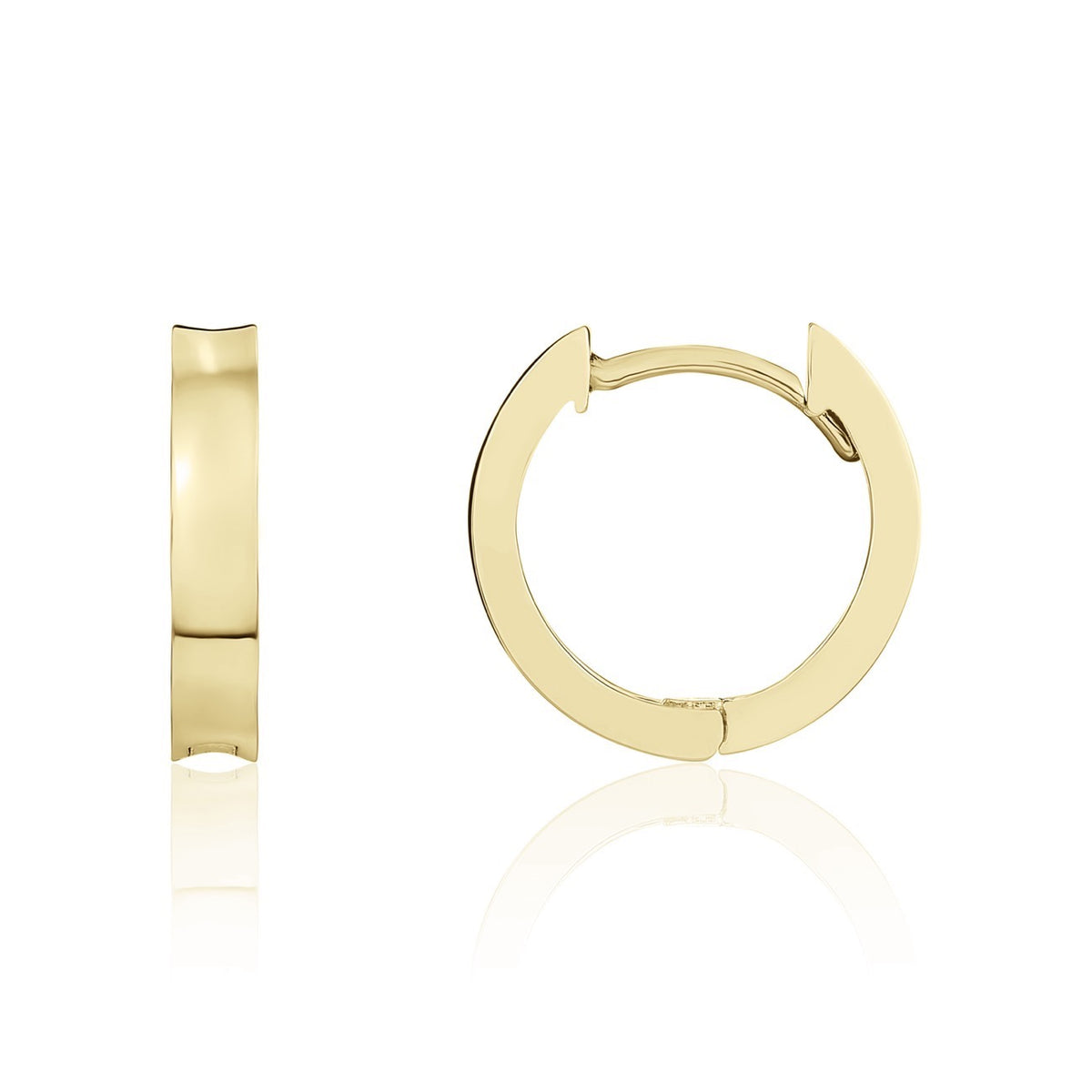 9CT YG POLISHED CONCAVE HINGED HUGGY EARRINGS