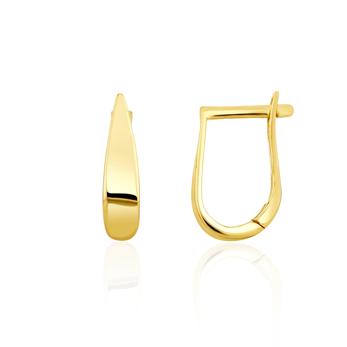 9CT YELLOW GOLD POLISHED 'STIRRUP' HOOP EARRINGS