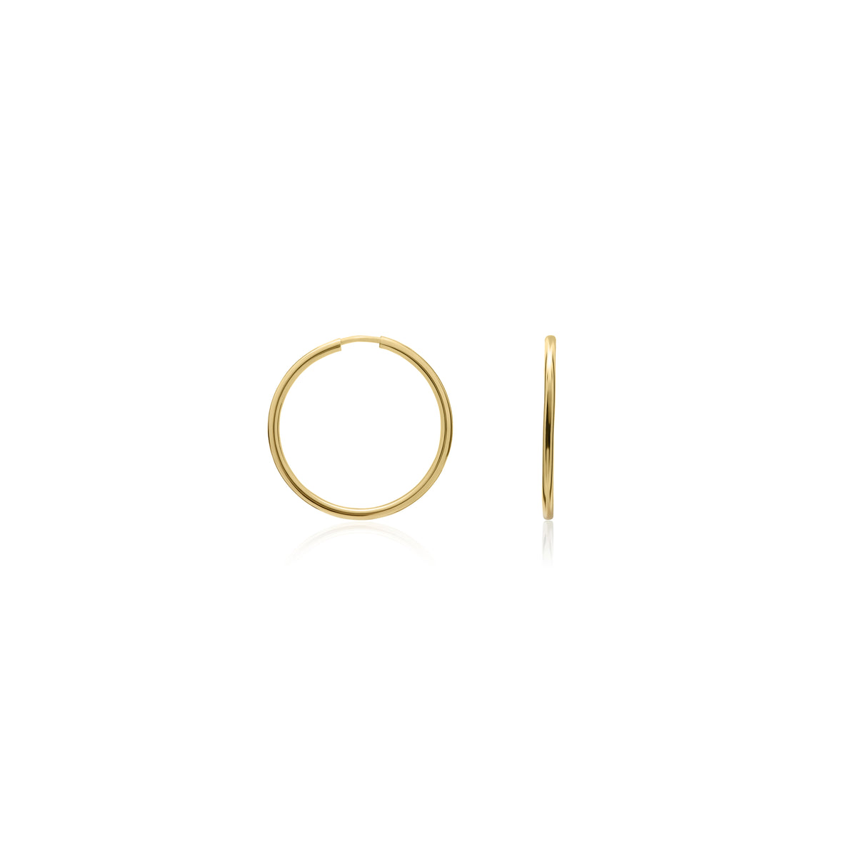 9CT YELLOW GOLD THIN SLEEPER HOOP EARRINGS. 24MM DIAMETER