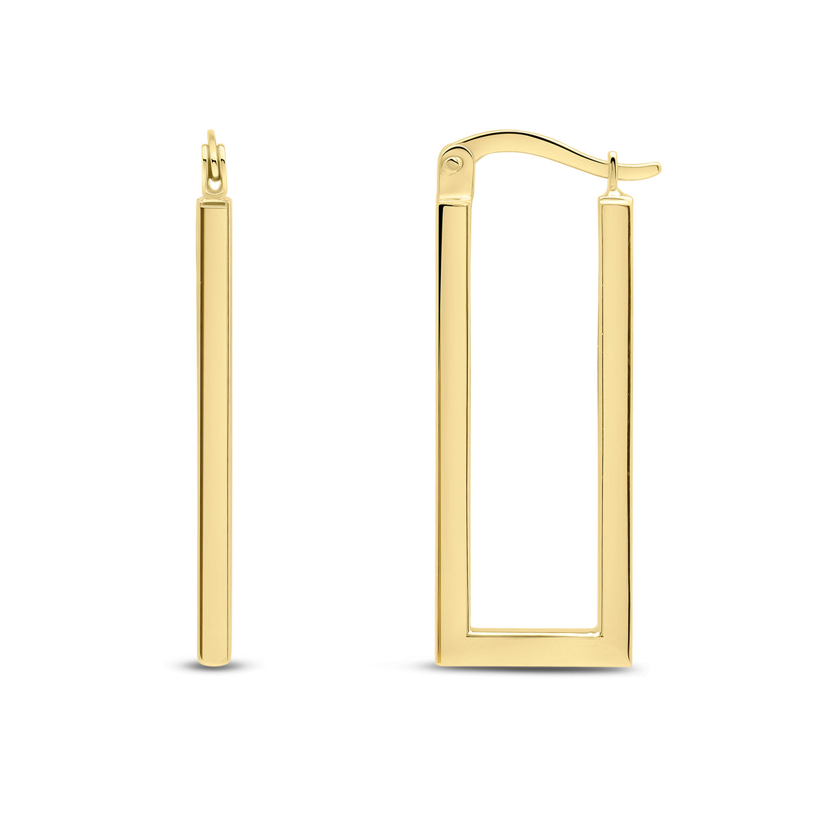 9CT YG SQUARE TUBE OBLONG HOOP EARRINGS