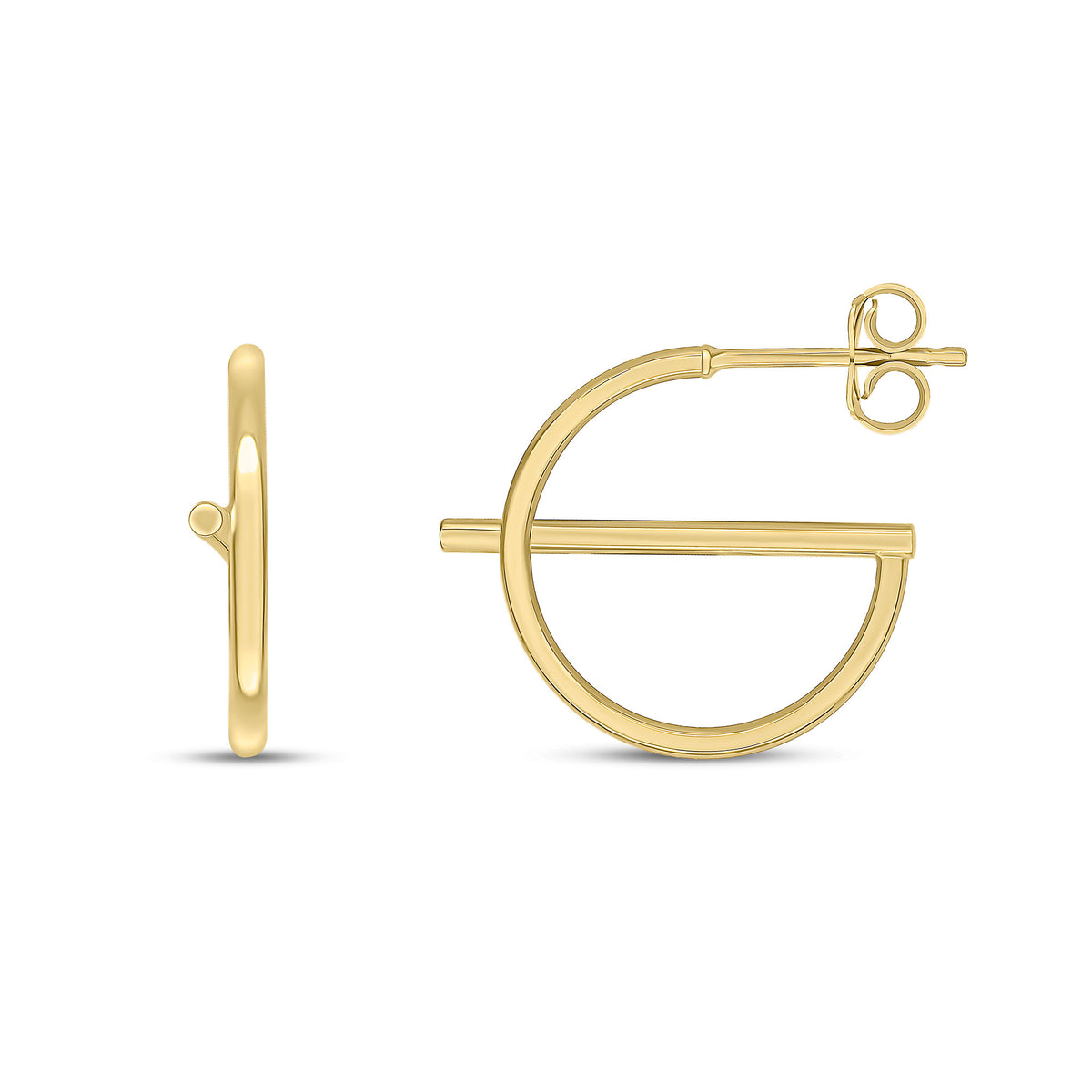 9CT YELLOW GOLD ROUND HOOP WITH BAR EARRINGS