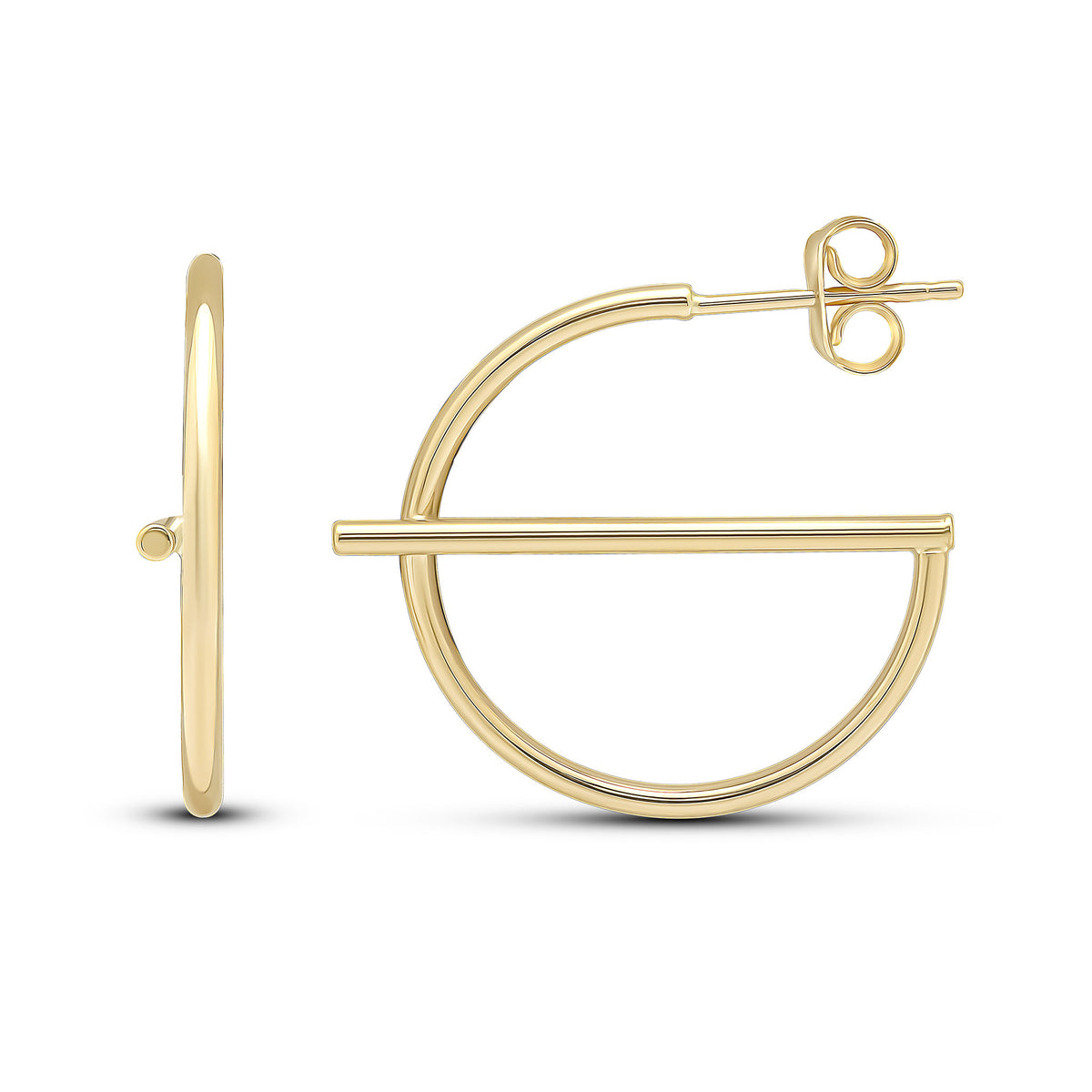 9CT YG ROUND HOOP WITH BAR EARRINGS