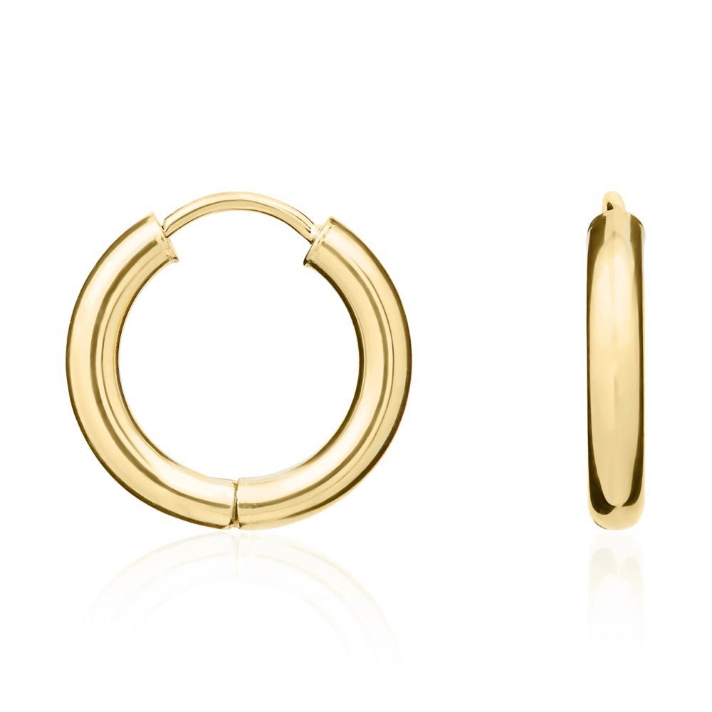 9CT YG POLISHED ROUND HINGED HOOP EARRINGS 15MM DIAMETER