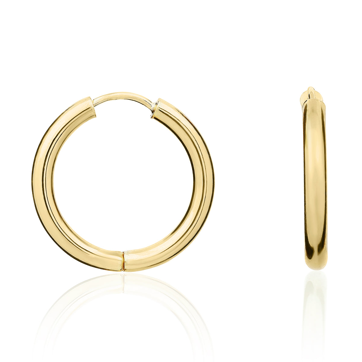 9CT YG POLISHED ROUND HINGED HOOP EARRINGS 20MM DIAMETER