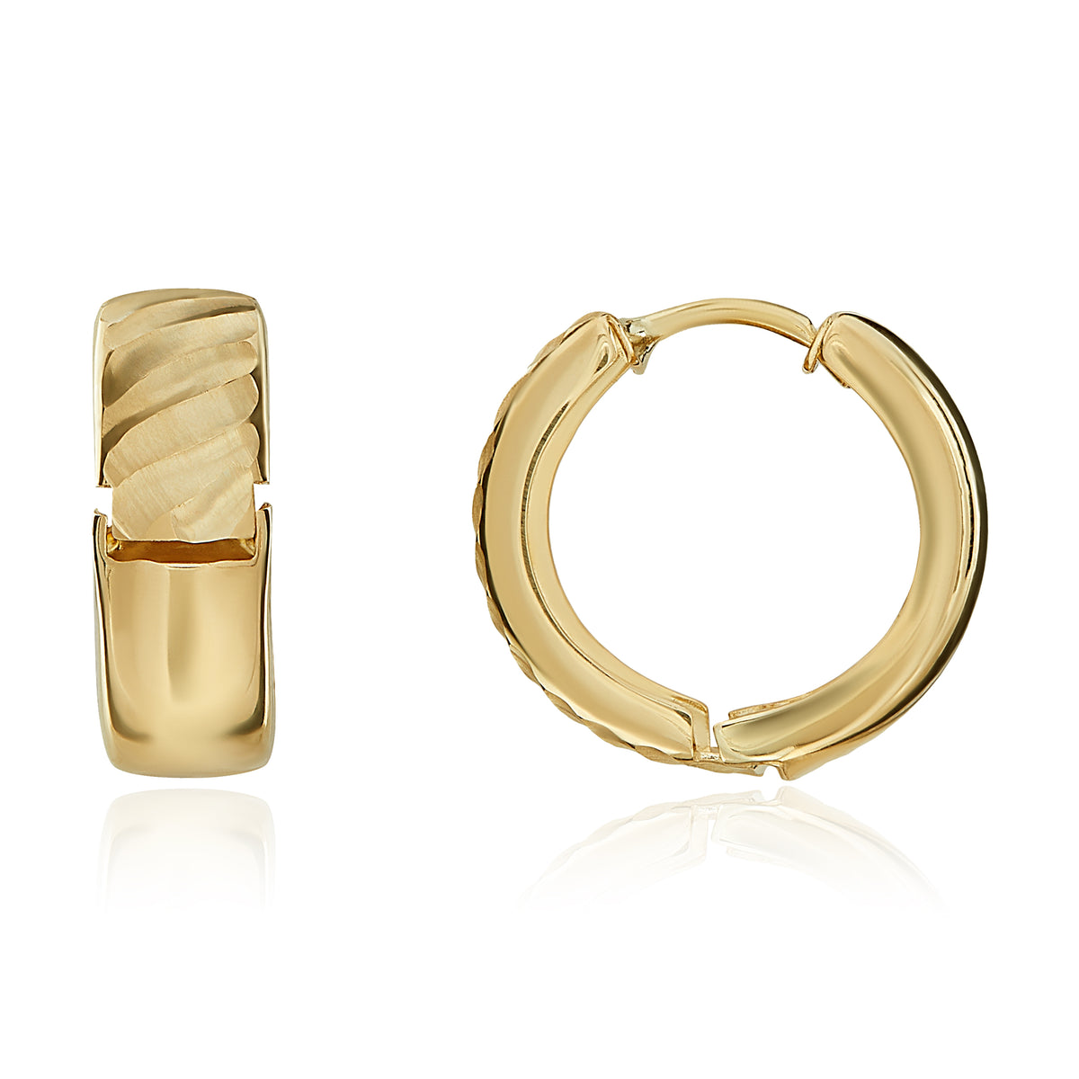 9CT YG STRIPED SATIN HUGGY EARRINGS