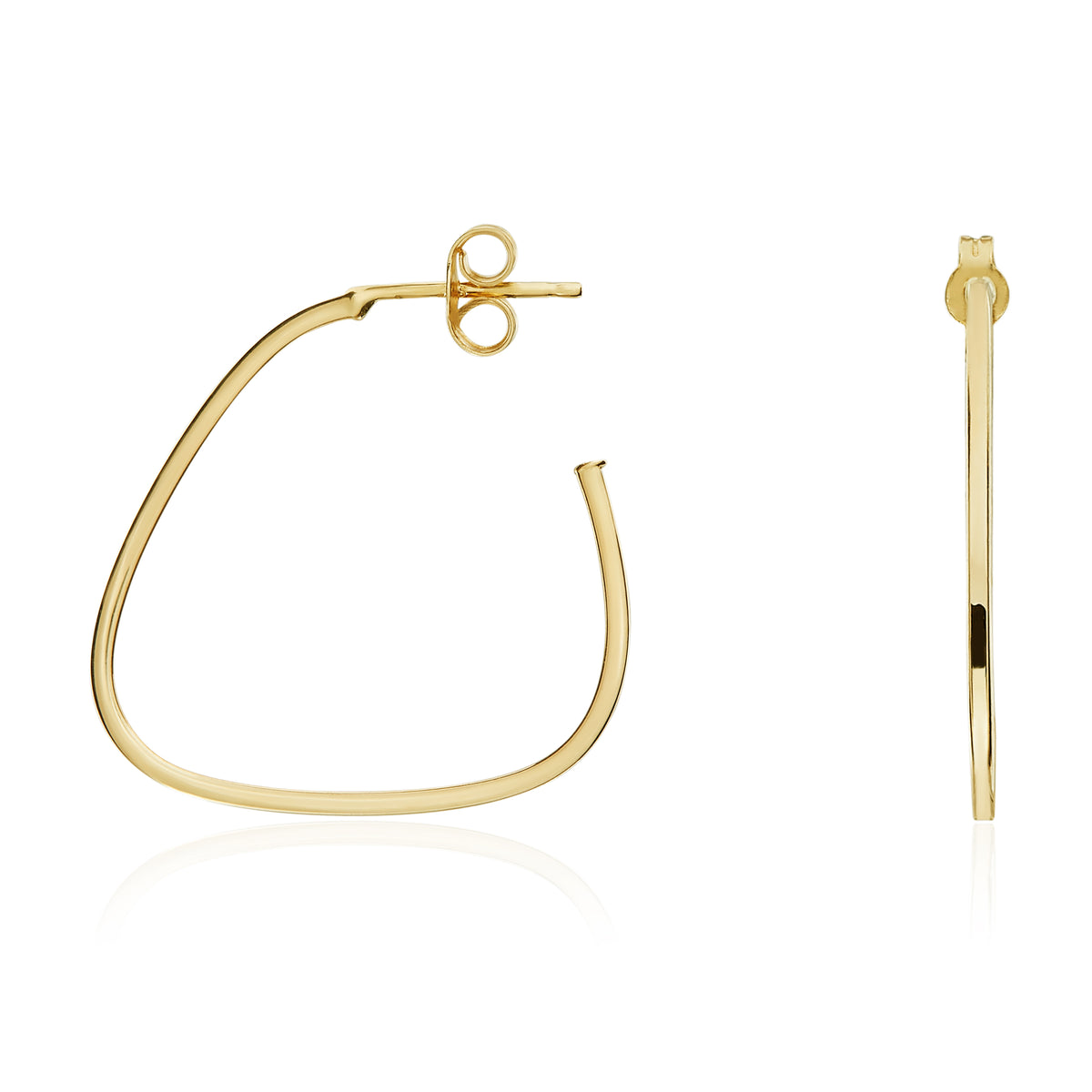 9CT YG TRIANGULAR HOOP WITH PEG & SCROLL FITTING