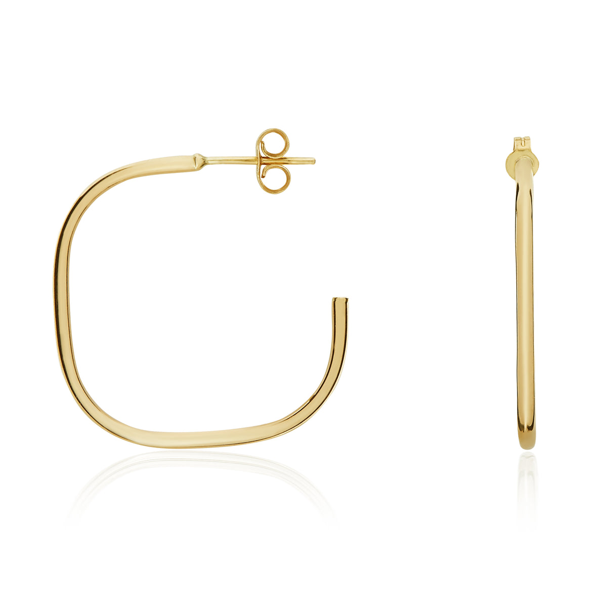 9CT YG ROUND TUBE CUSHION SHAPE HOOP WITH PEG AND SCROLL