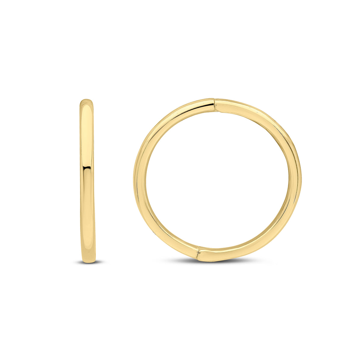 9CT YG HINGED SLEEPER HOOP EARRINGS. 15MM OUTER DIAMETER
