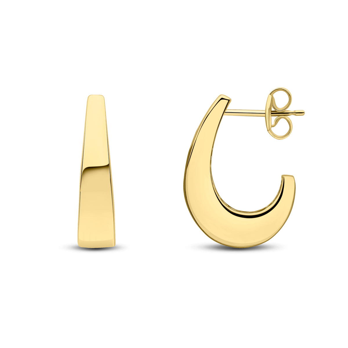 9CT YG POLISHED TAPERED CHUNKY J HOOP STYLE EARRINGS