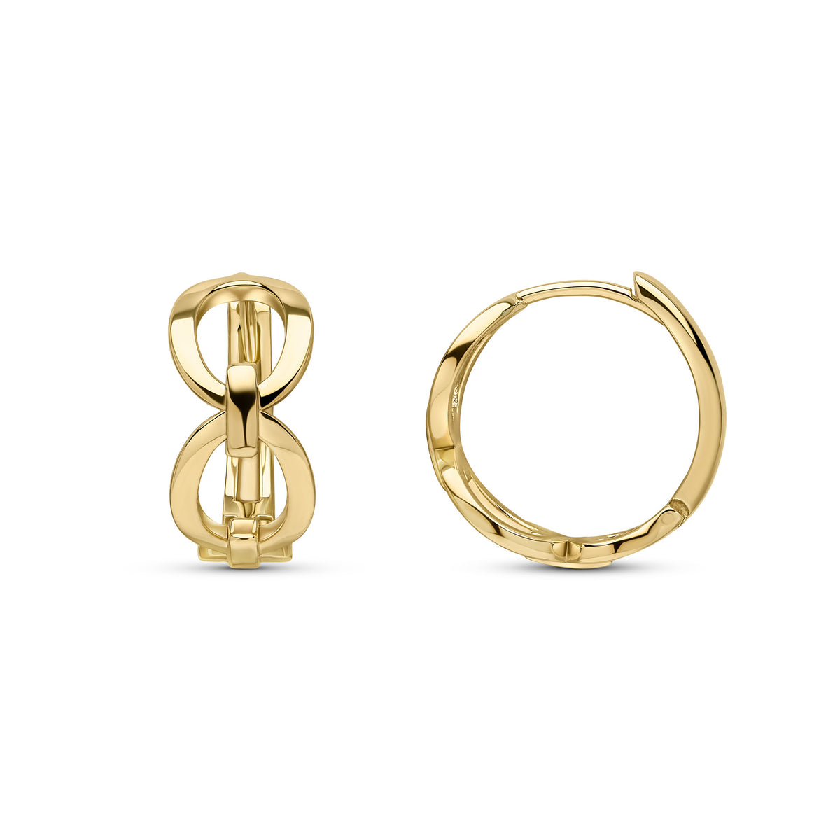 9CT YG OVAL & BAR HINGED HUGGY EARRINGS