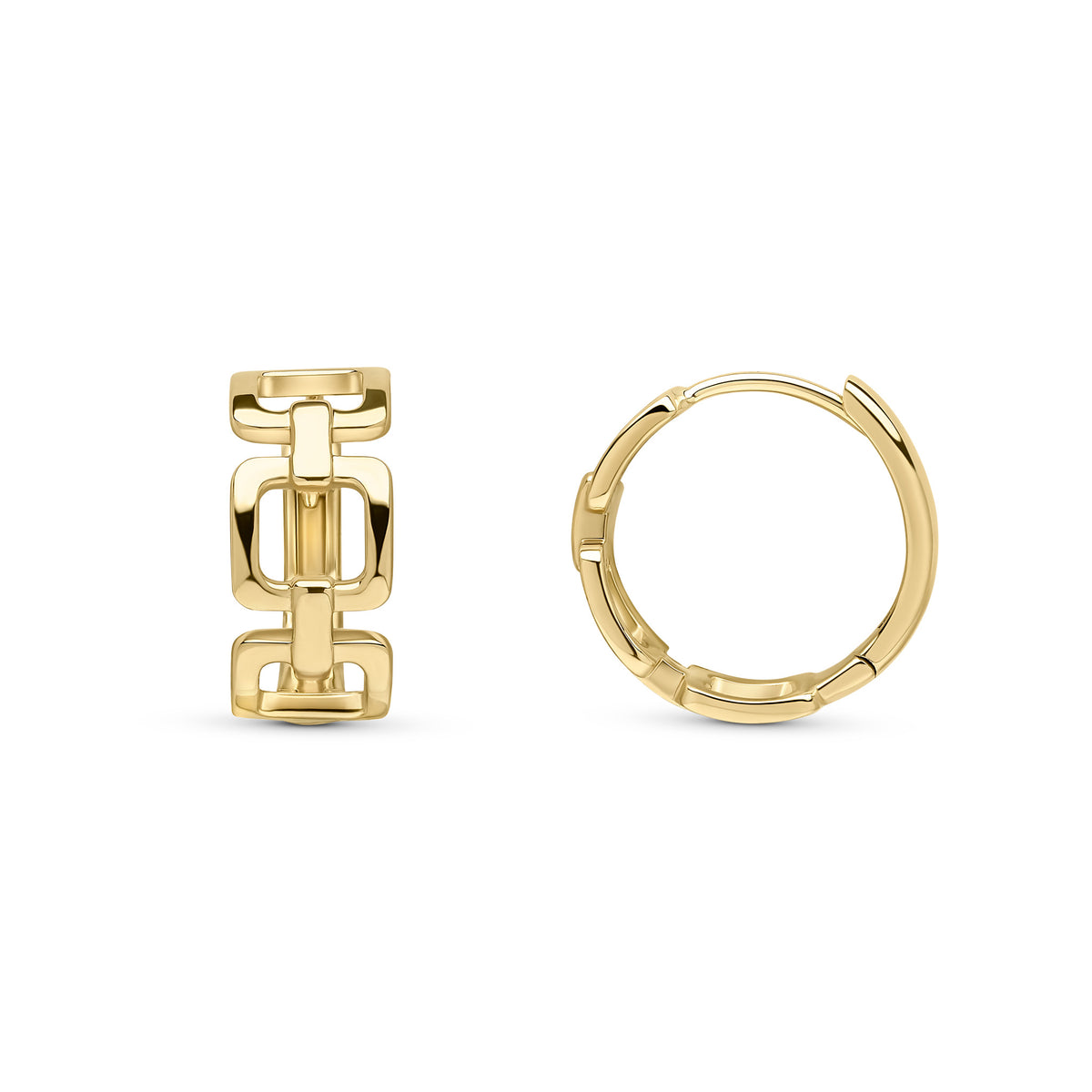 9CT YG SQUARE & BAR HINGED HUGGY EARRINGS
