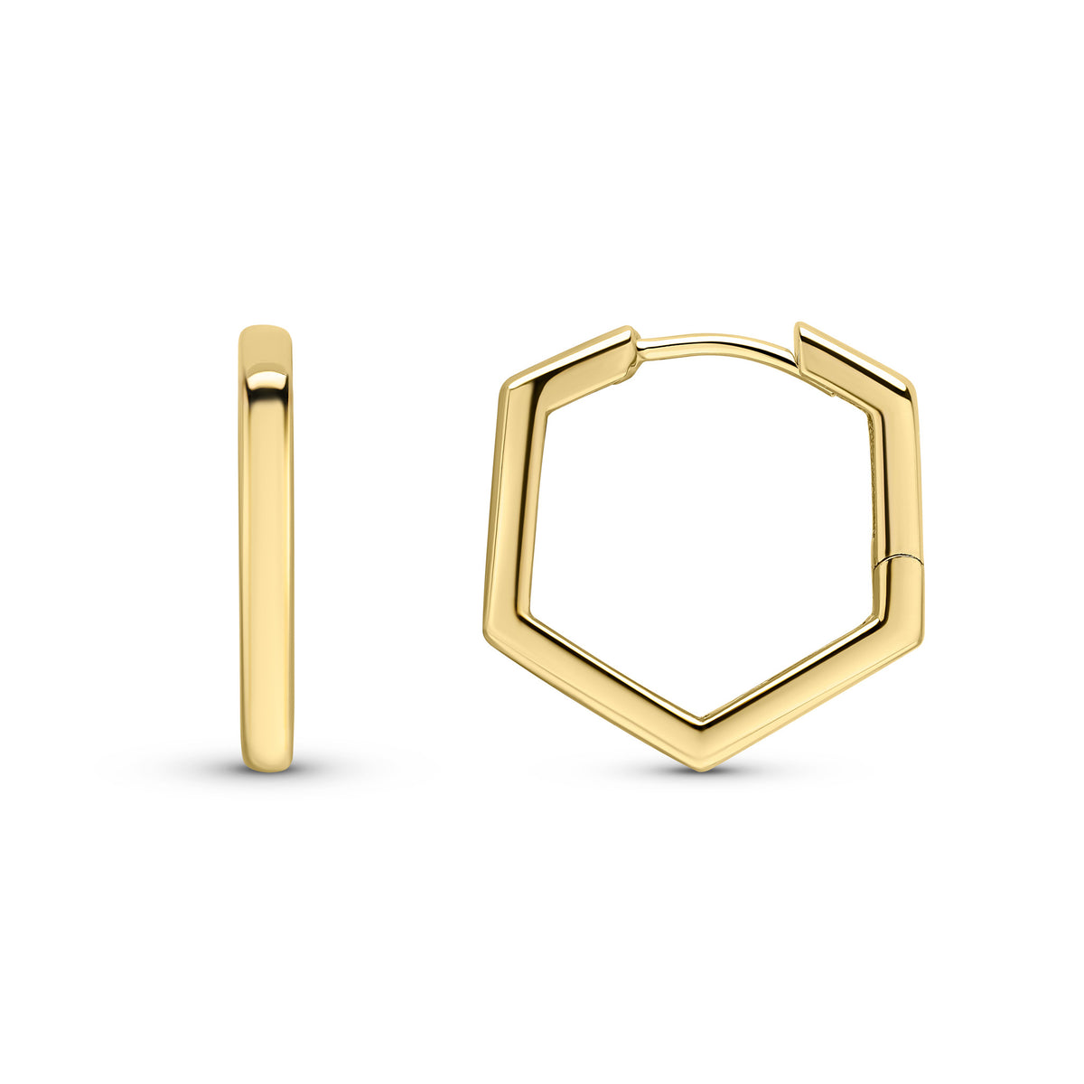 9CT YG HEXAGON HUGGY EARRINGS