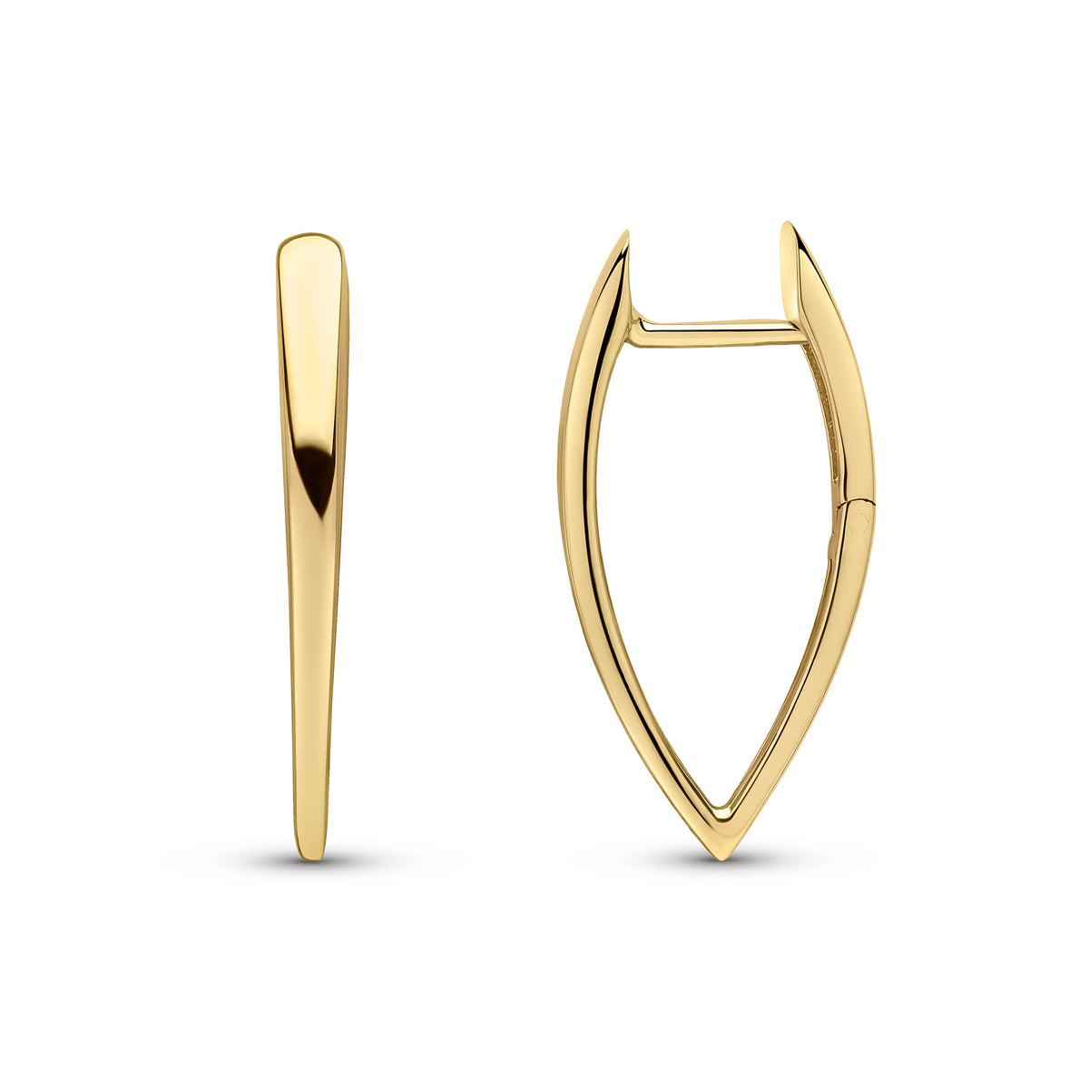 9CT YG TAPERED V-SHAPE HUGGY STYLE HOOP EARRINGS