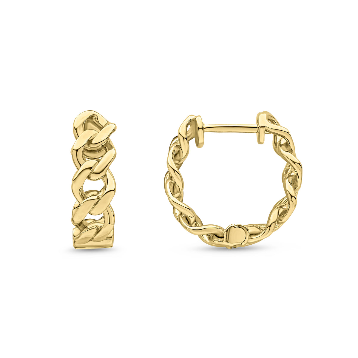 9CT YG 5.5MM CURB LINK HINGED HOOP EARRINGS