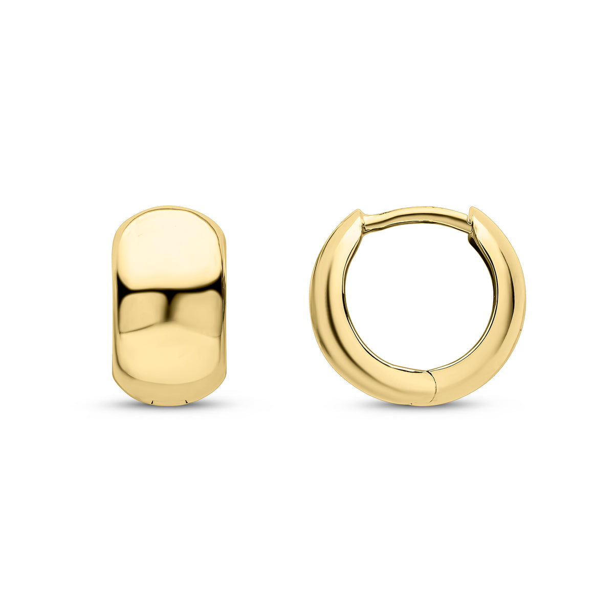 9CT YG POLISHED ROUNDED HINGED HUGGY EARRINGS
