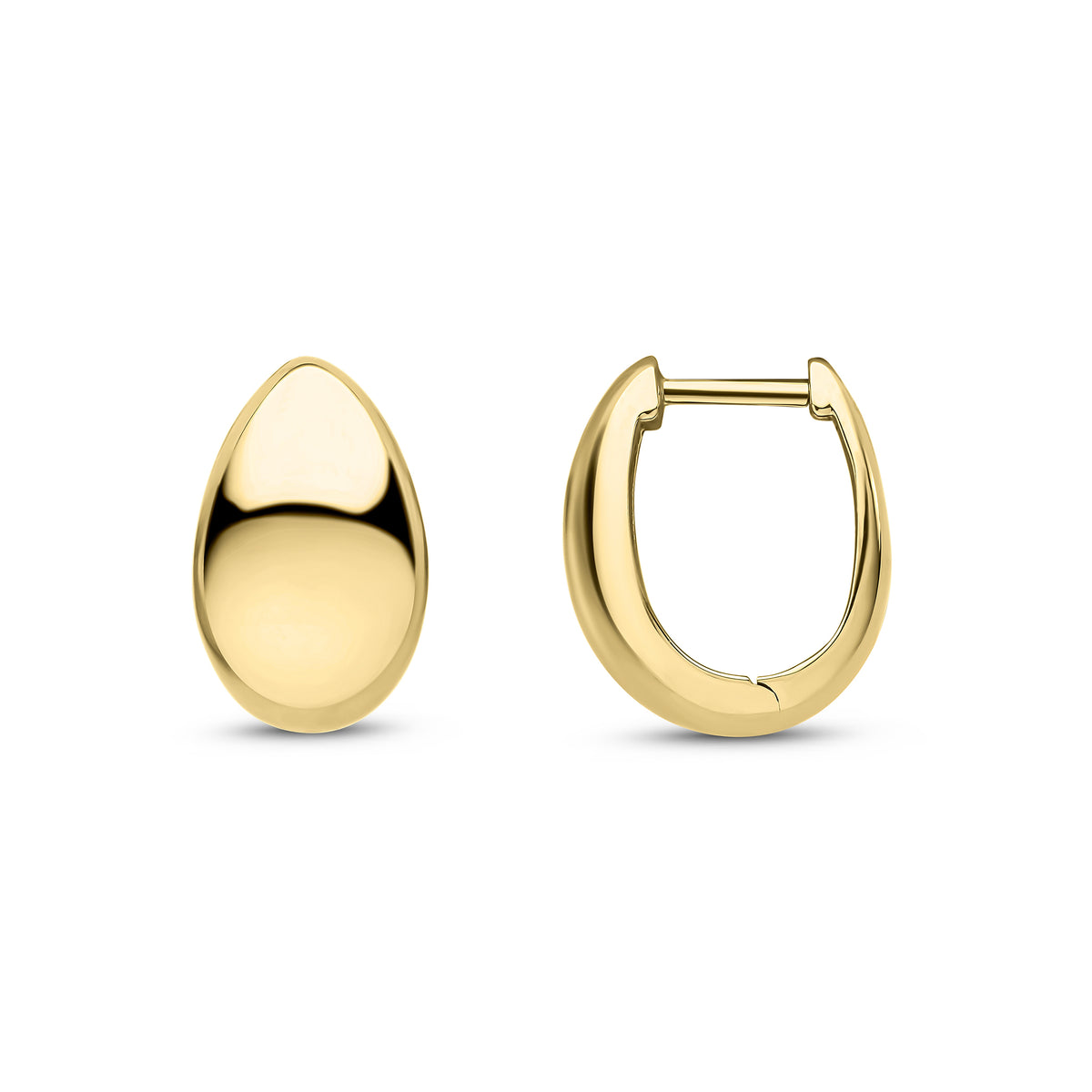 9CT YG POLISHED WIDE TAPERED HINGED HUGGY EARRINGS