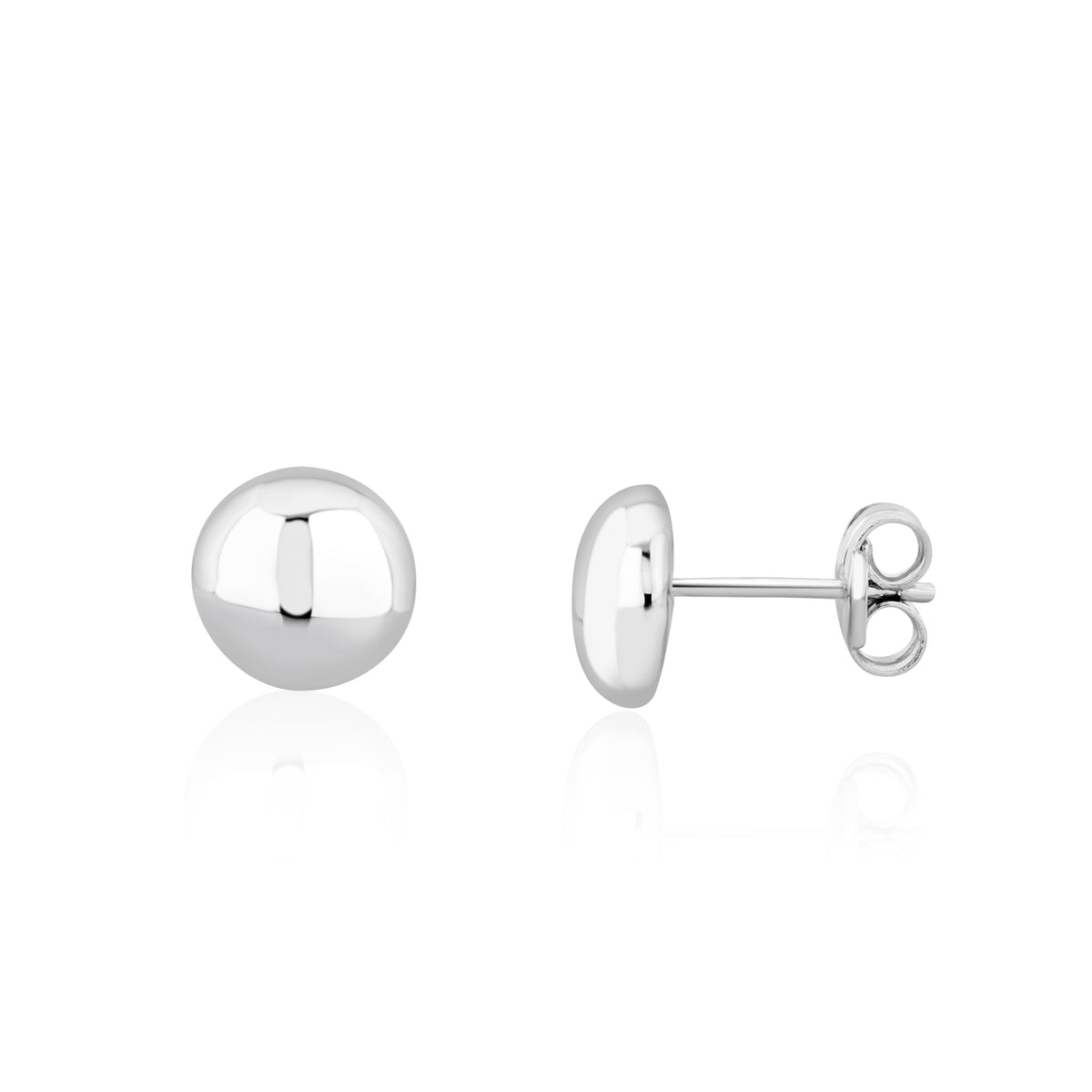 9CT WHITE GOLD 8MM POLISHED BUTTON STUDS